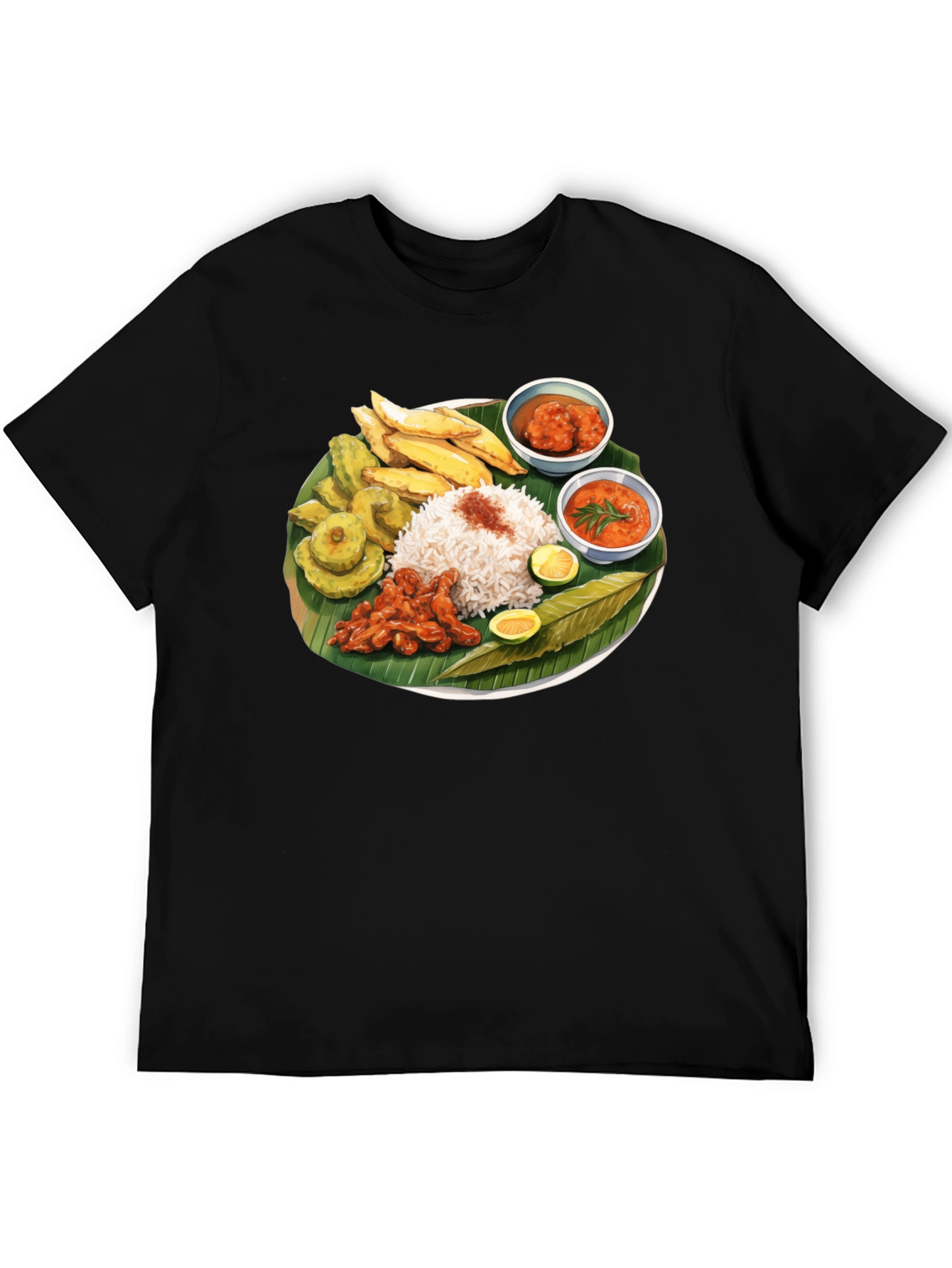 Food Graphic Tee - Banana Leaf Rice Design