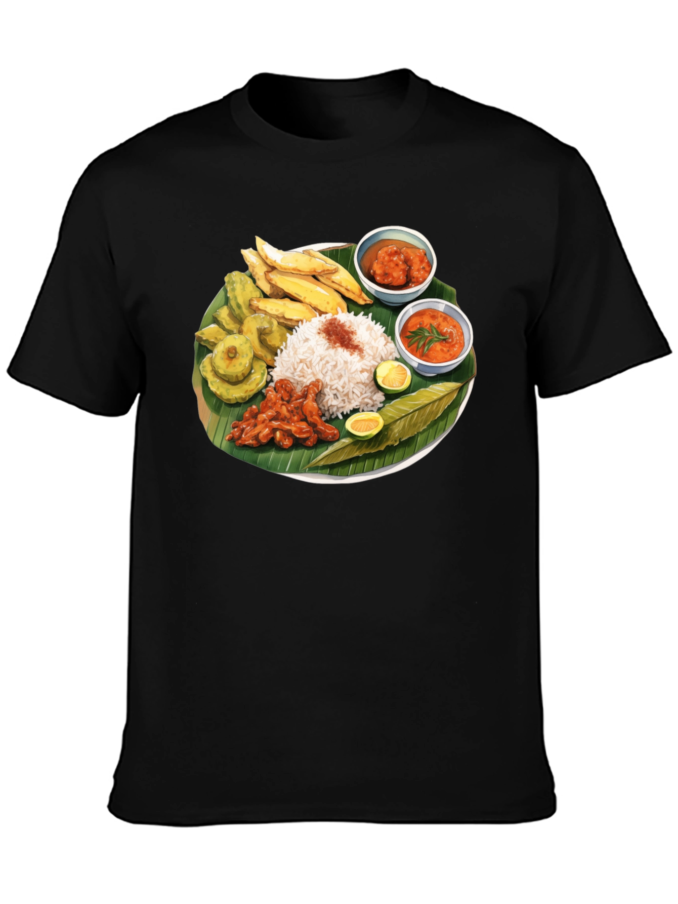 Food Graphic Tee - Banana Leaf Rice Design