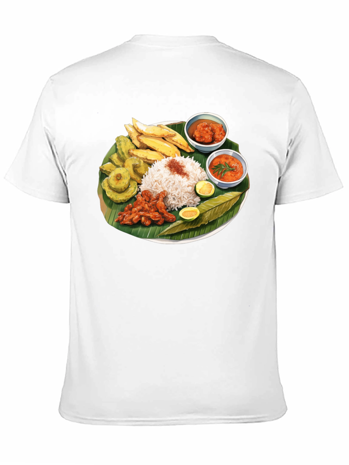 Food Graphic Tee - Banana Leaf Rice Design