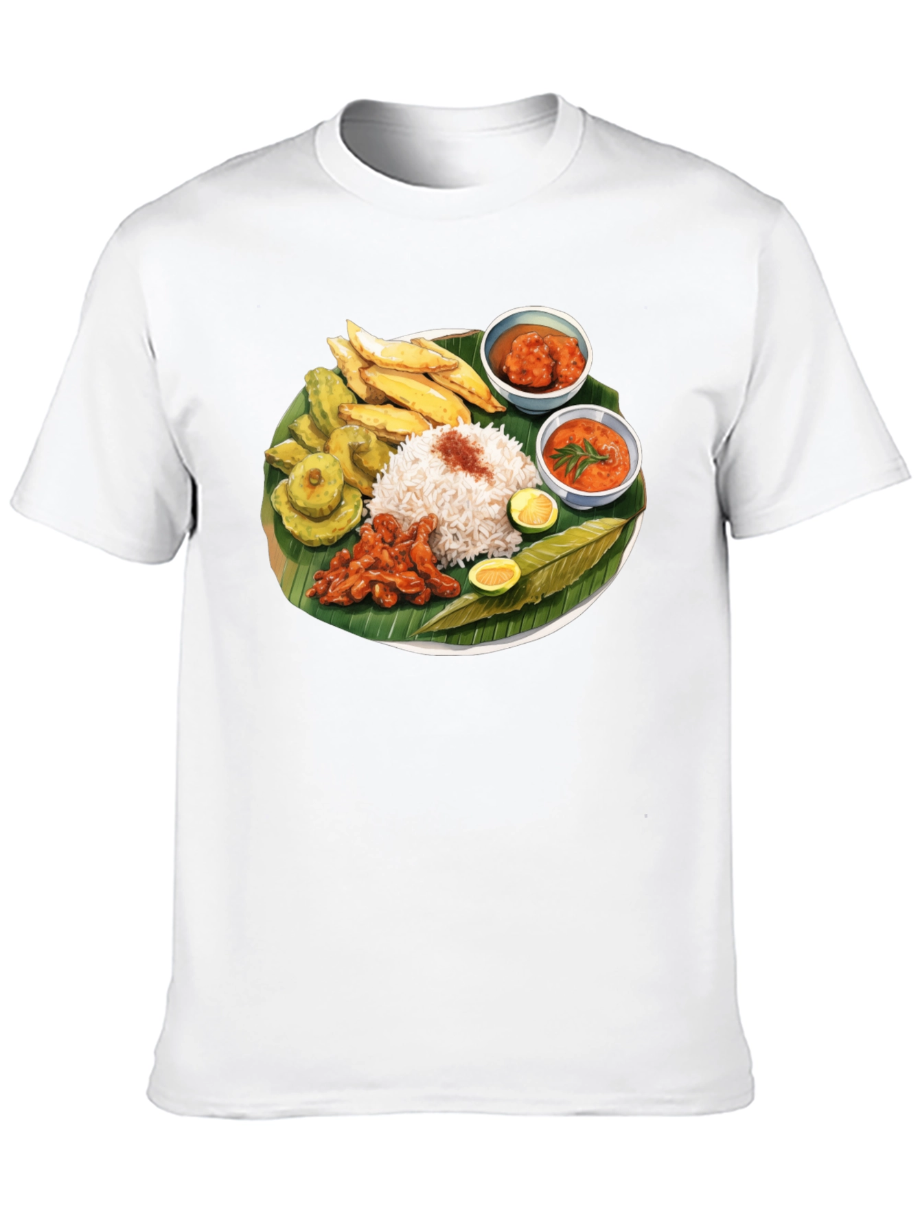 Food Graphic Tee - Banana Leaf Rice Design