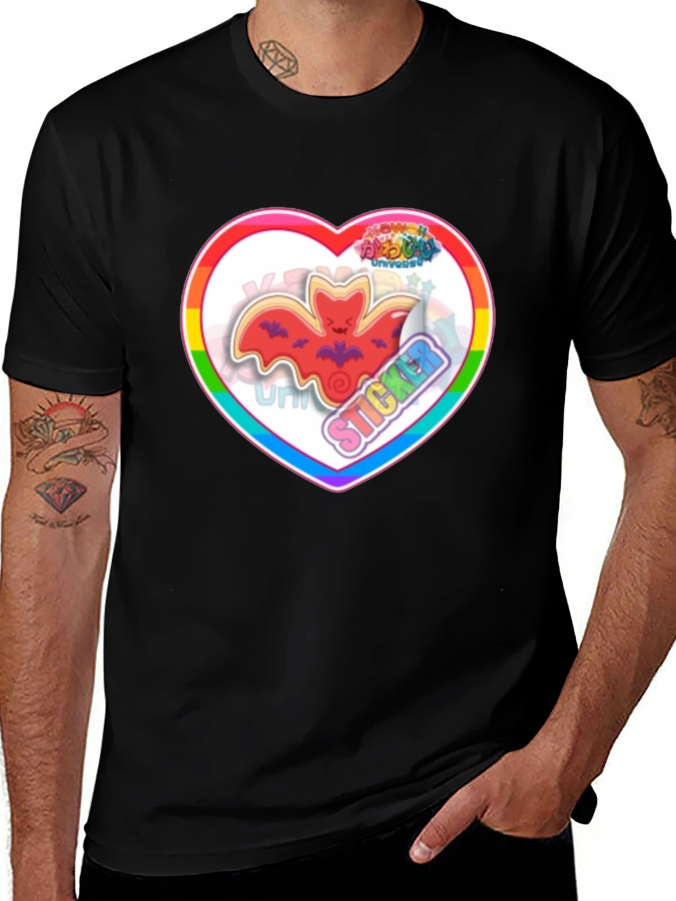 Heart Bat Sticker T-Shirt - Unisex Tee