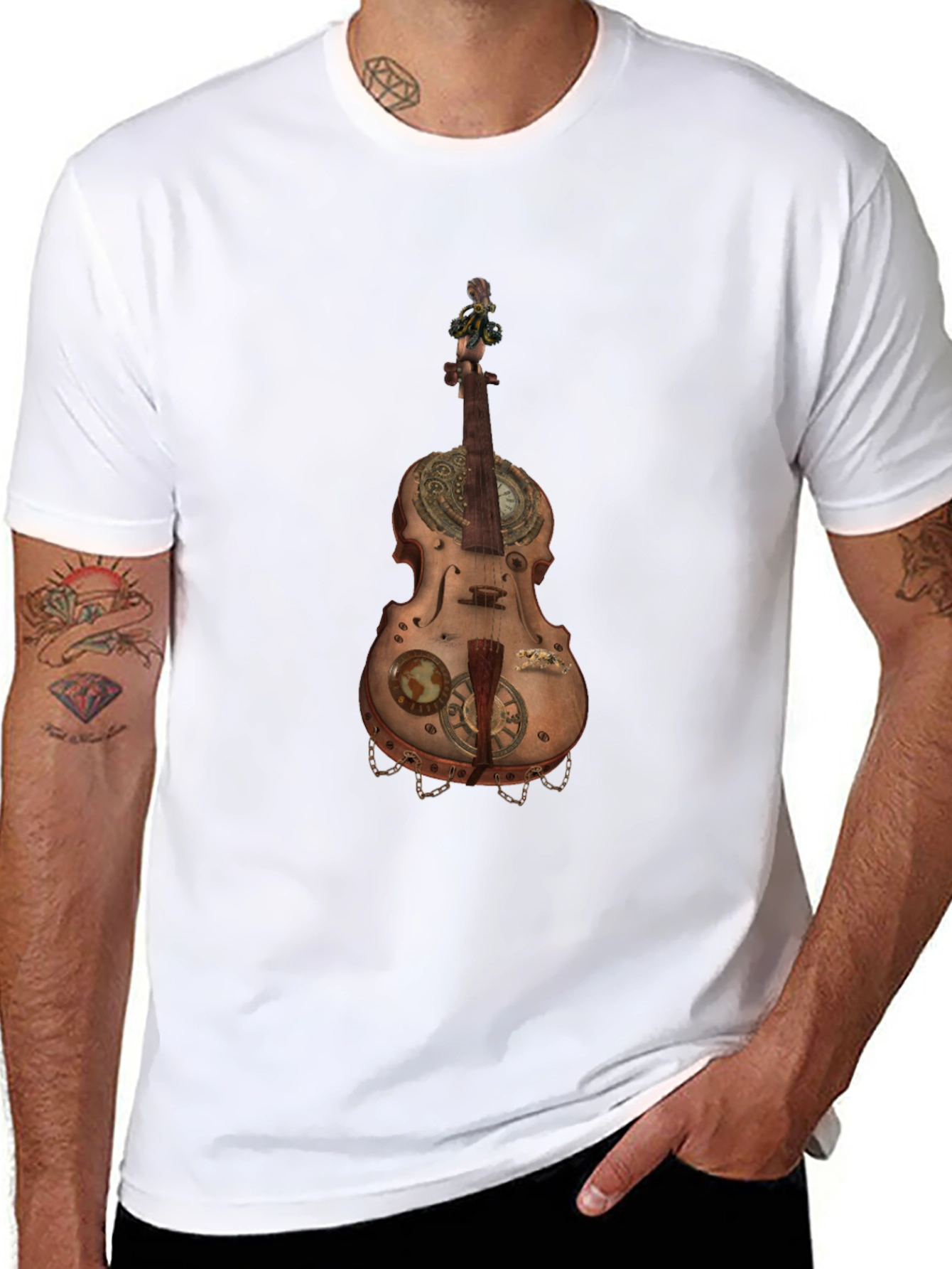 Steampunk Violin Graphic Tee - Unique Music Lover Shirt