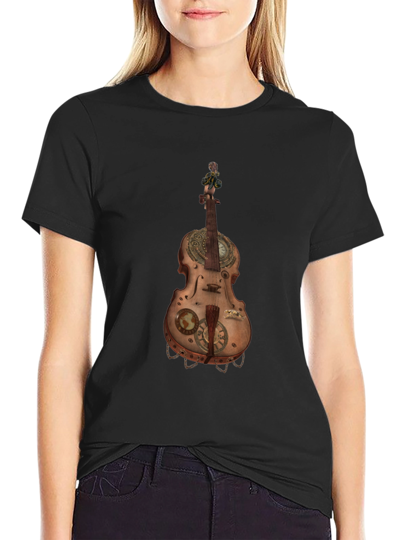 Steampunk Violin Graphic Tee - Unique Music Lover Shirt