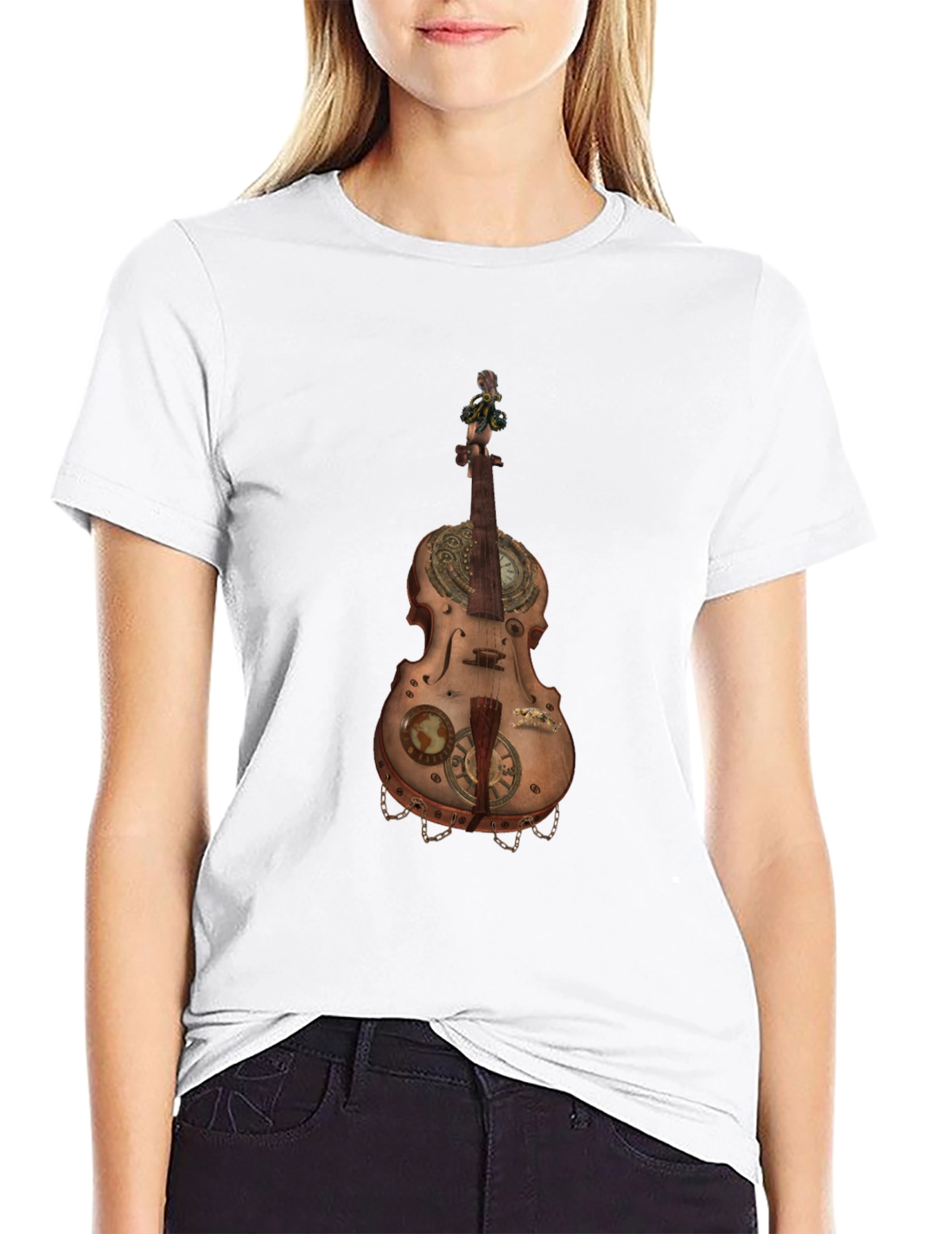 Steampunk Violin Graphic Tee - Unique Music Lover Shirt