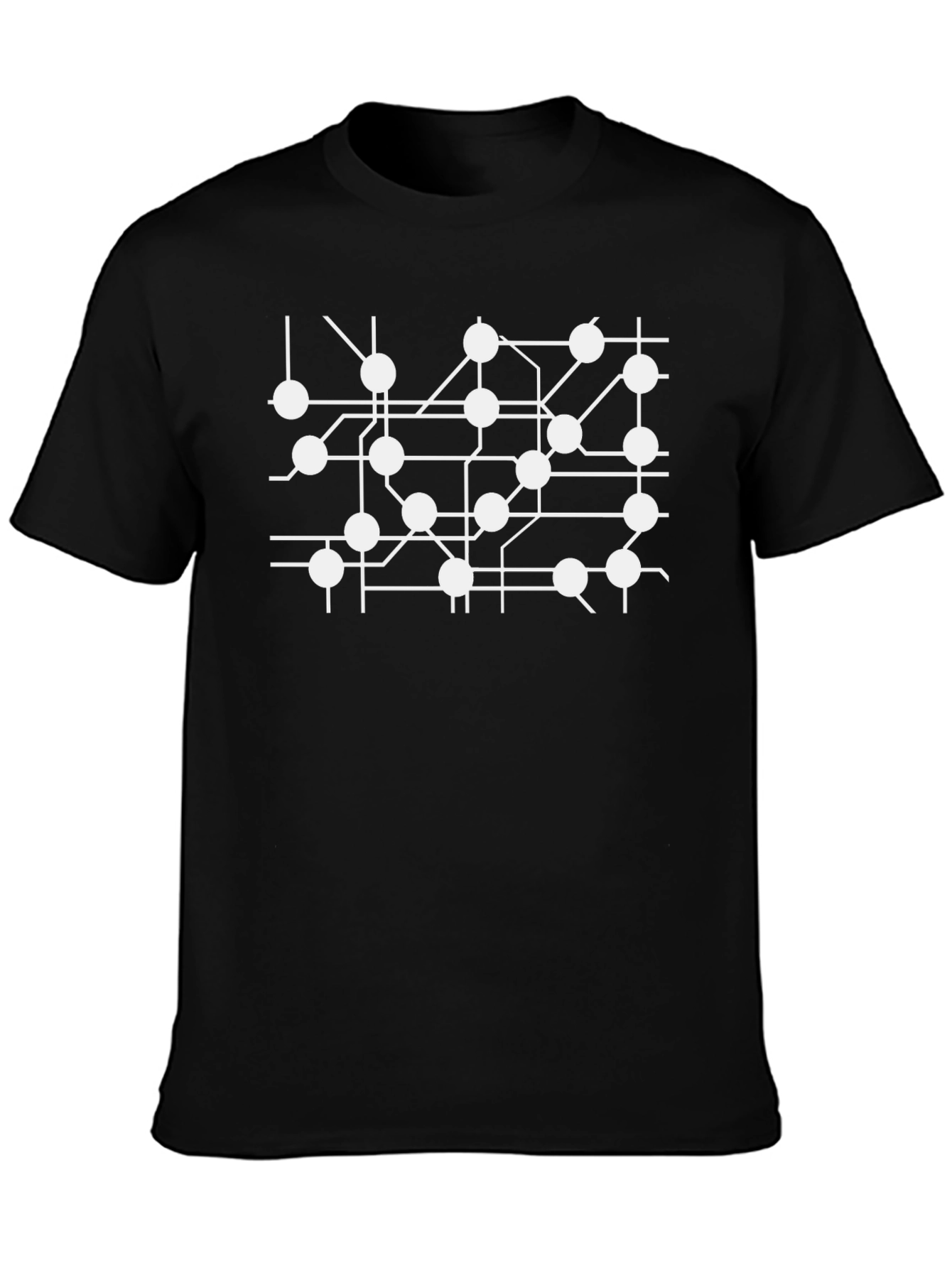 Abstract Circuit Board Graphic Tee - Black