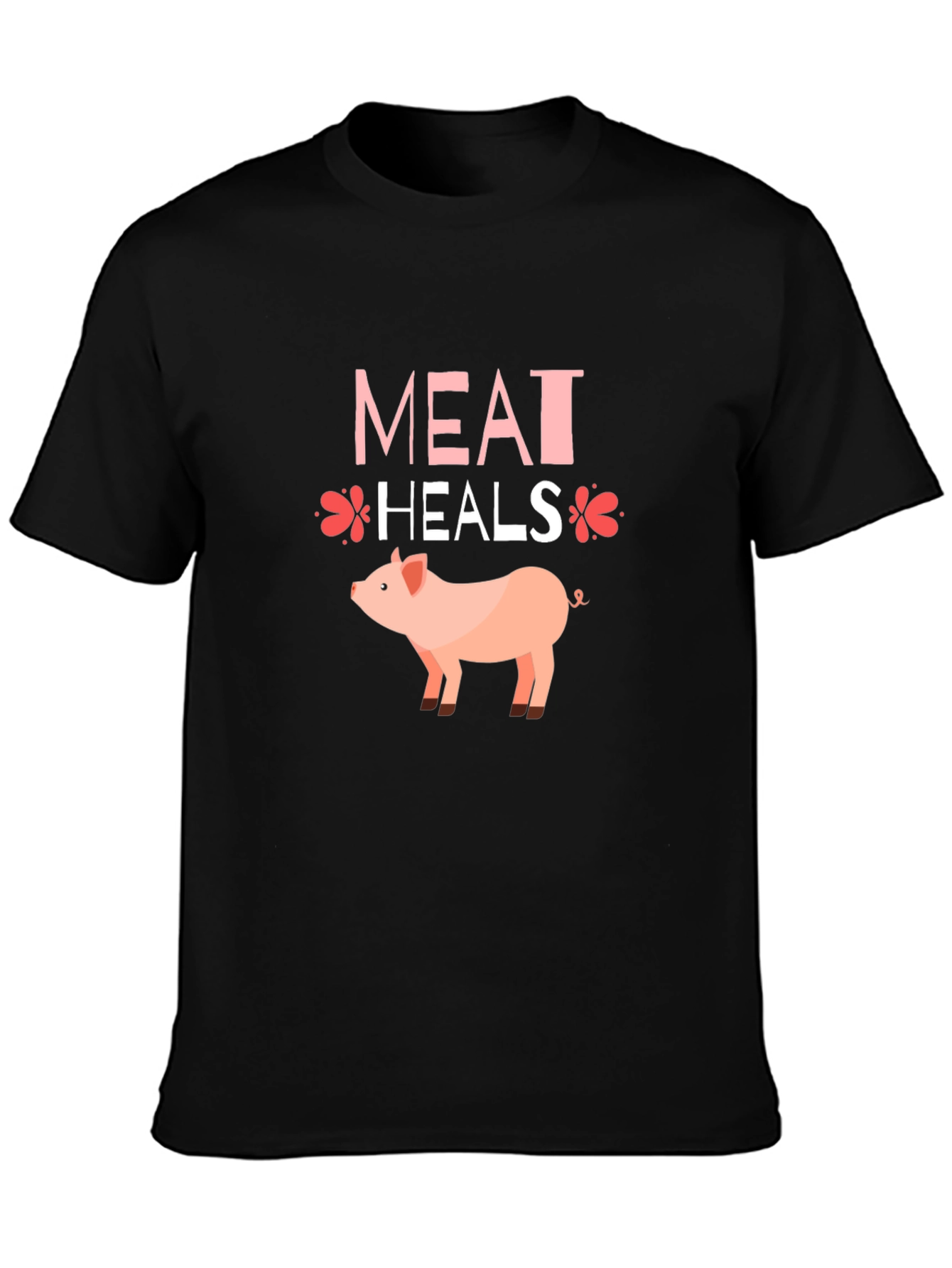 Meat Heals Pig Graphic T-Shirt Black Tee