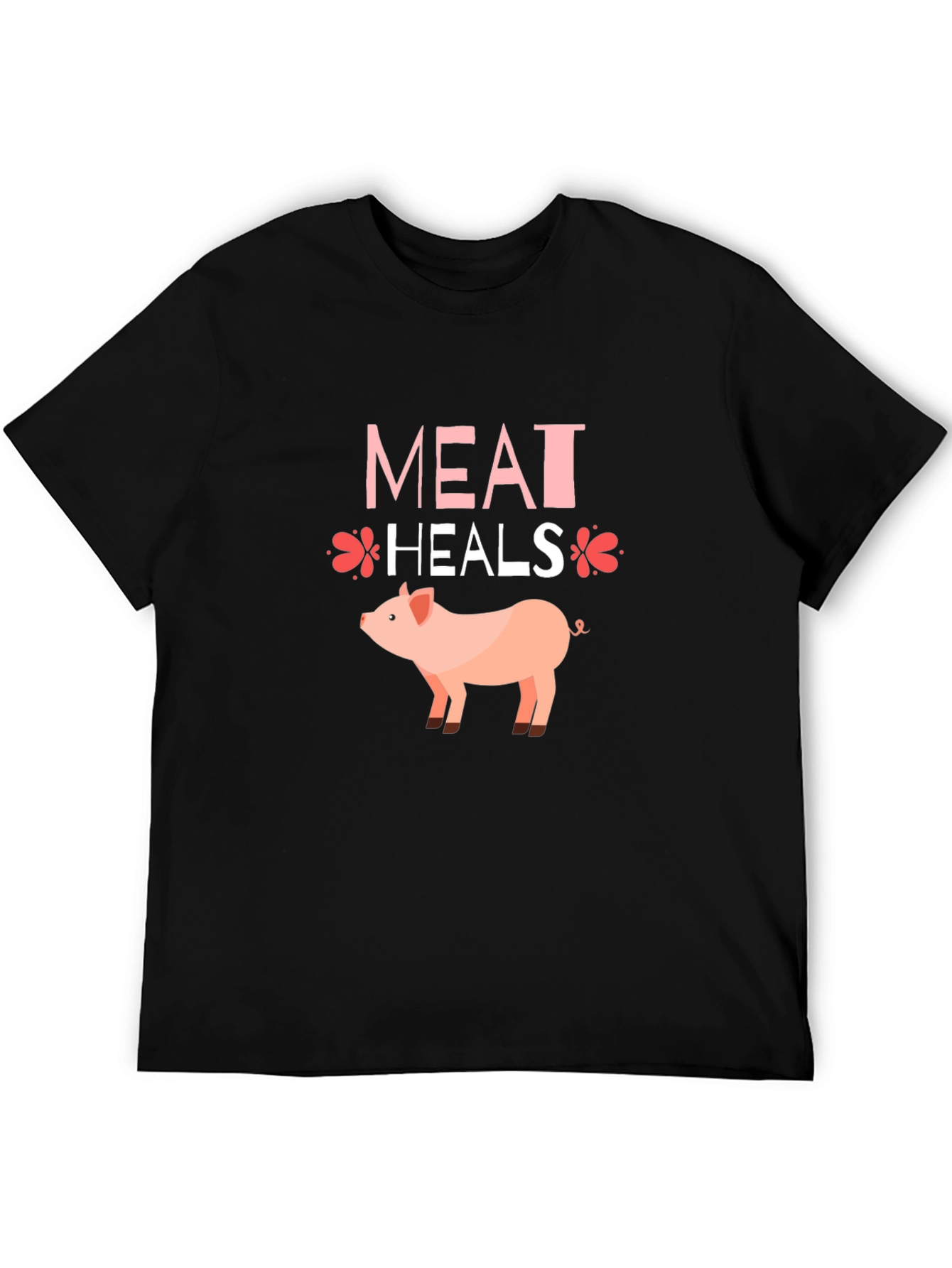 Meat Heals Pig Graphic T-Shirt Black Tee