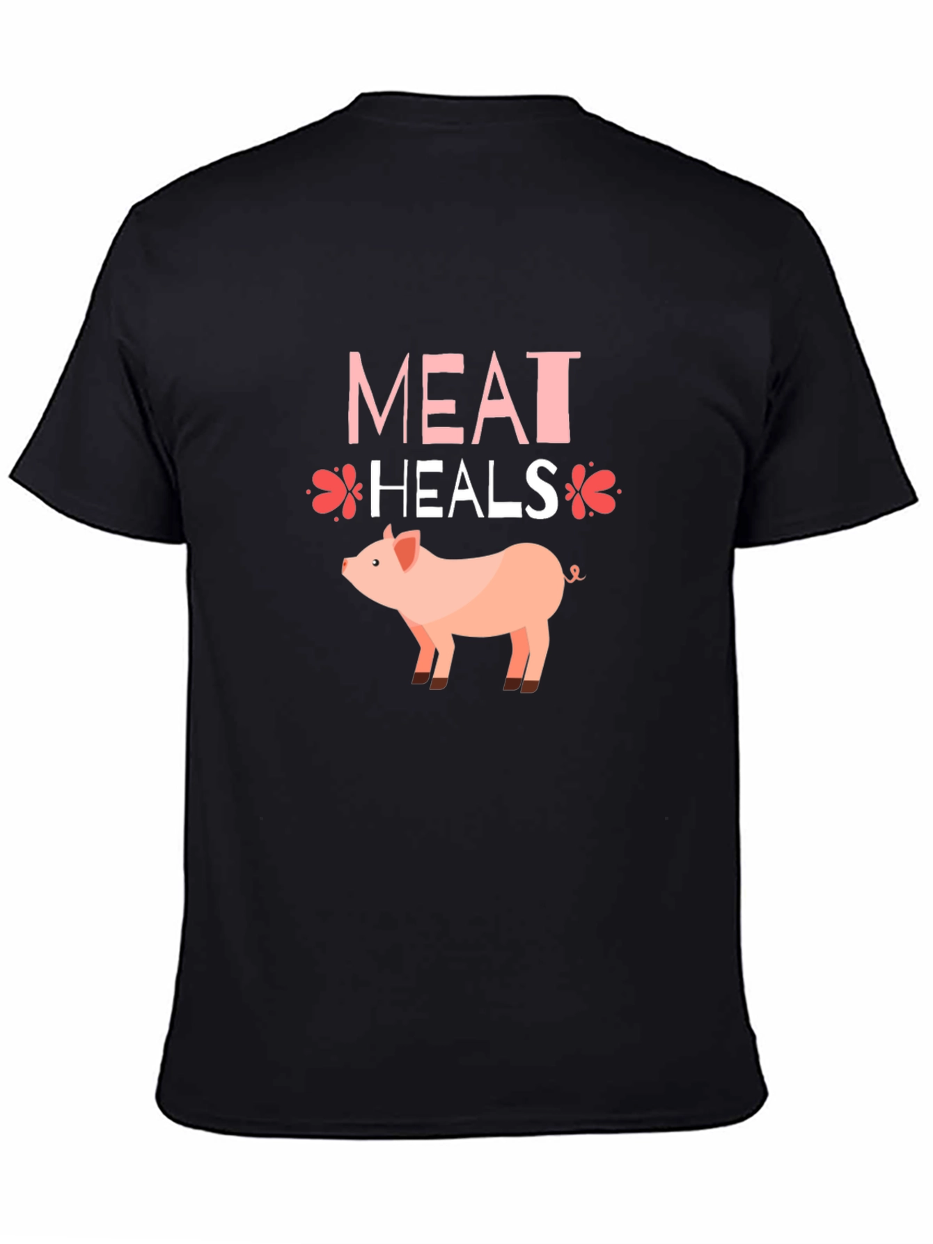 Meat Heals Pig Graphic T-Shirt Black Tee