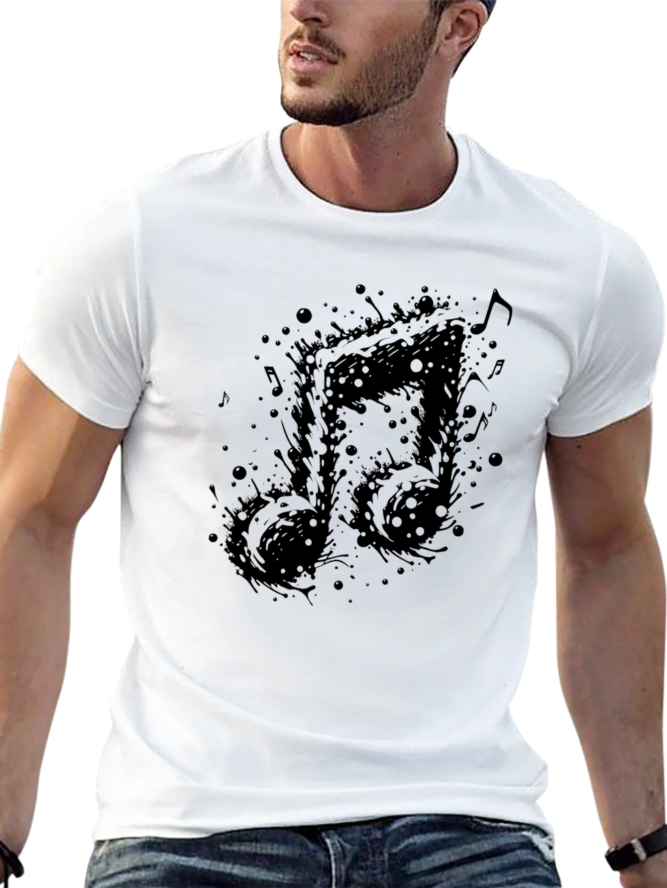 Abstract Music Note Black T-Shirt