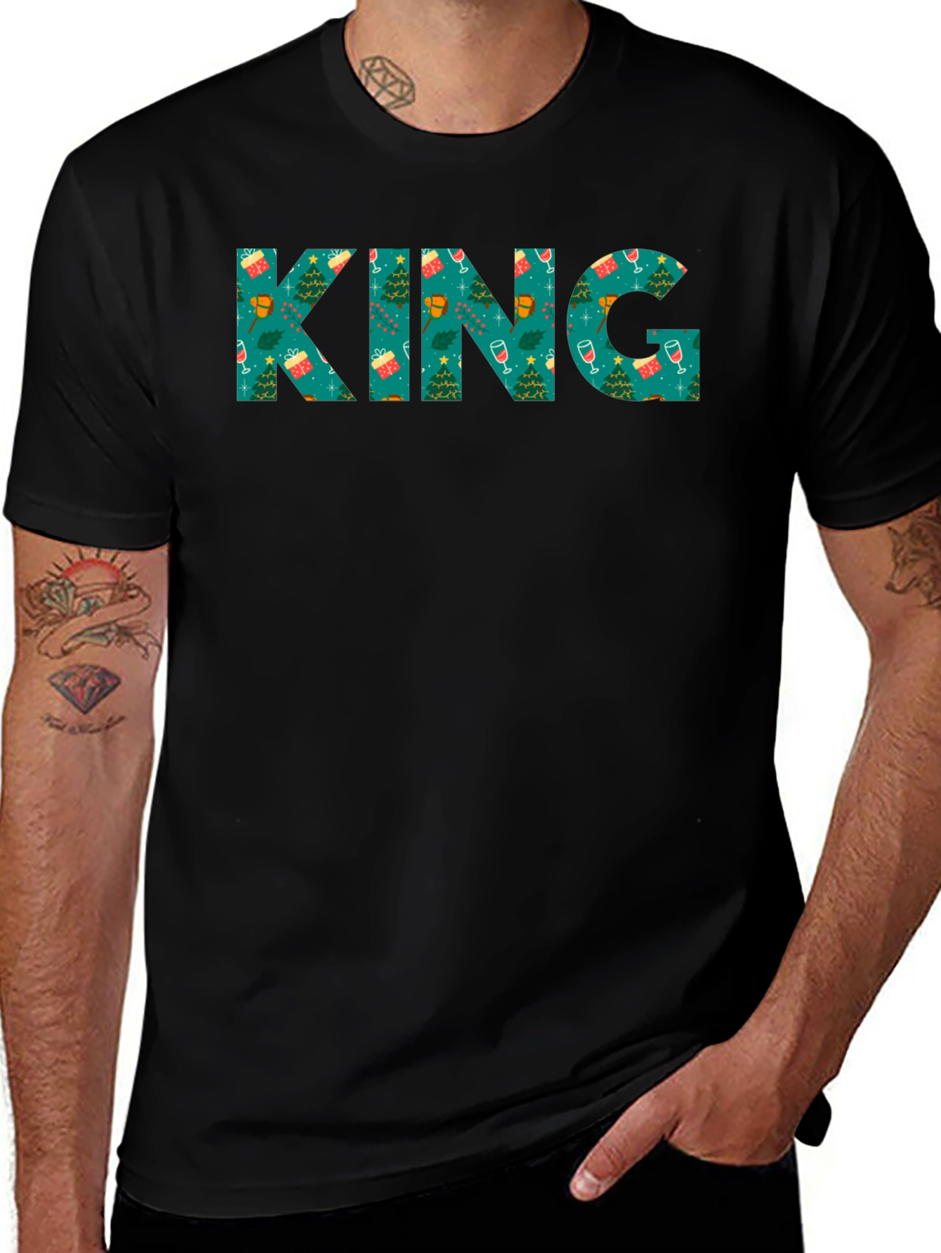 Christmas KING Graphic Tee - Holiday Party Shirt