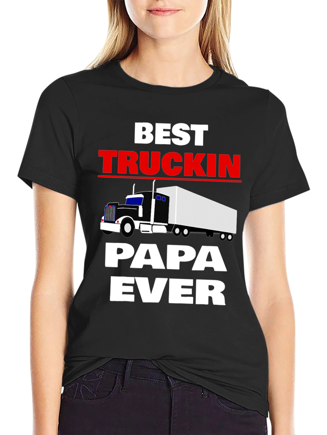 Best Truckin Papa Ever Black T-Shirt
