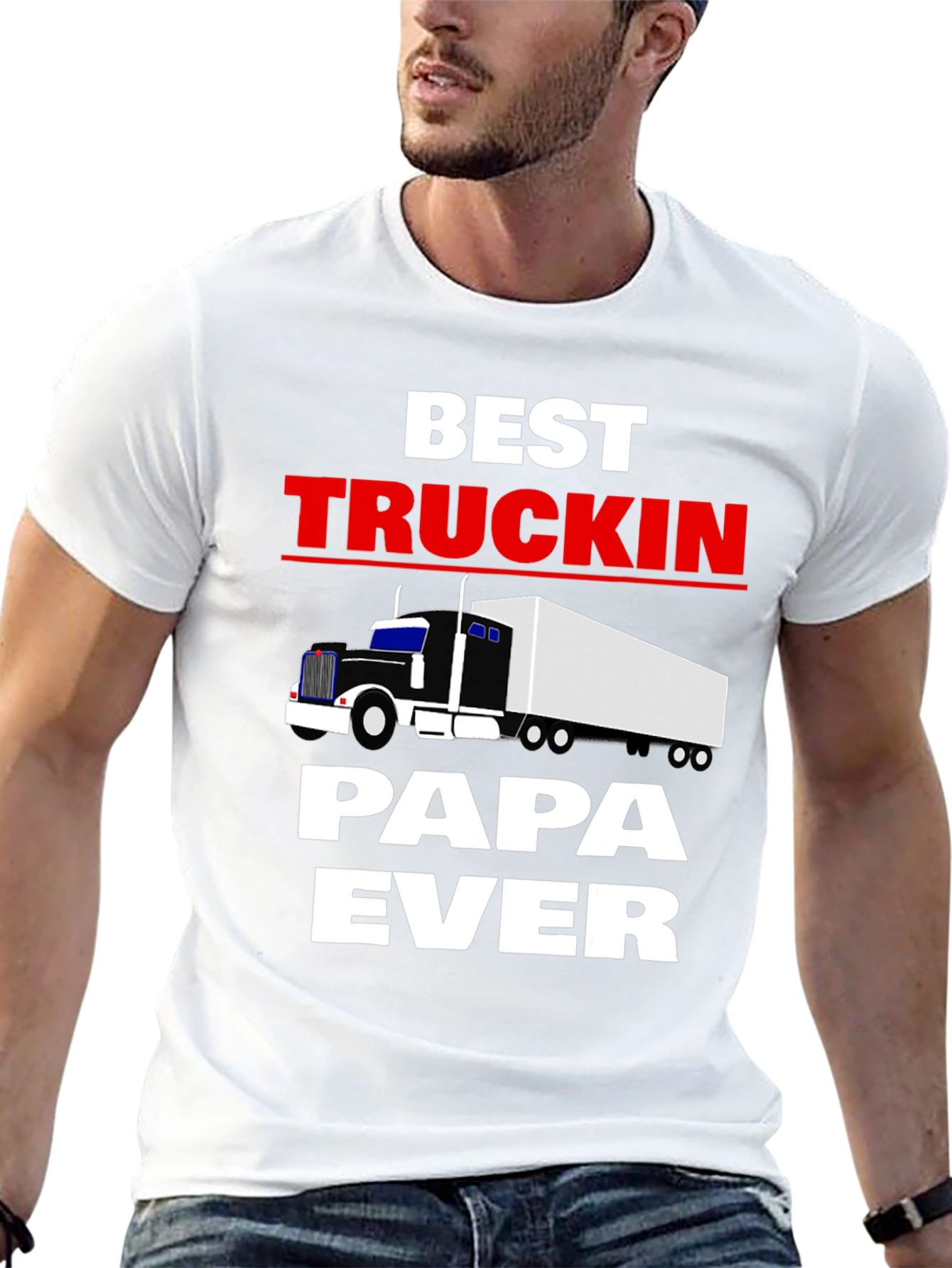 Best Truckin Papa Ever Black T-Shirt