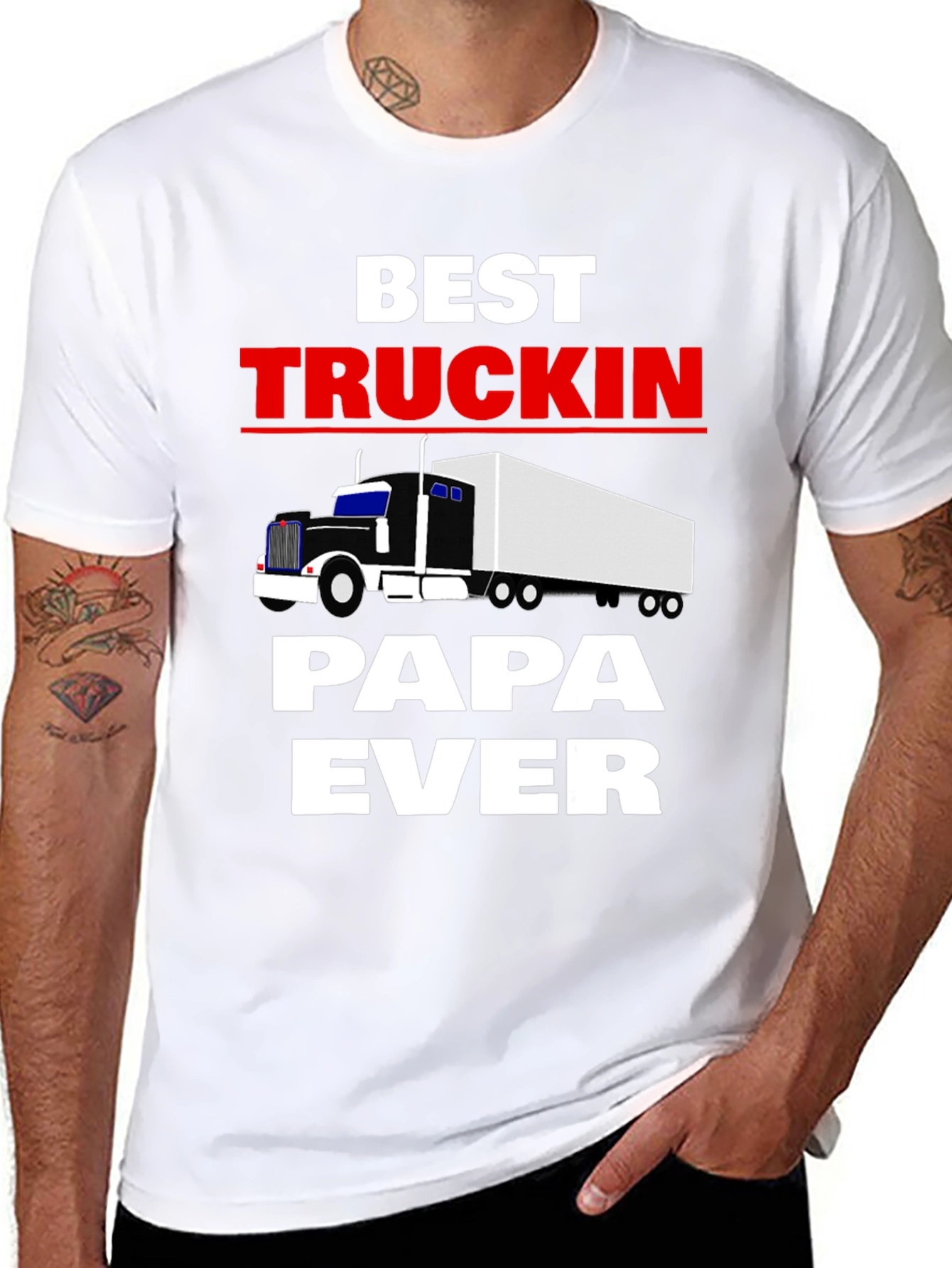 Best Truckin Papa Ever Black T-Shirt