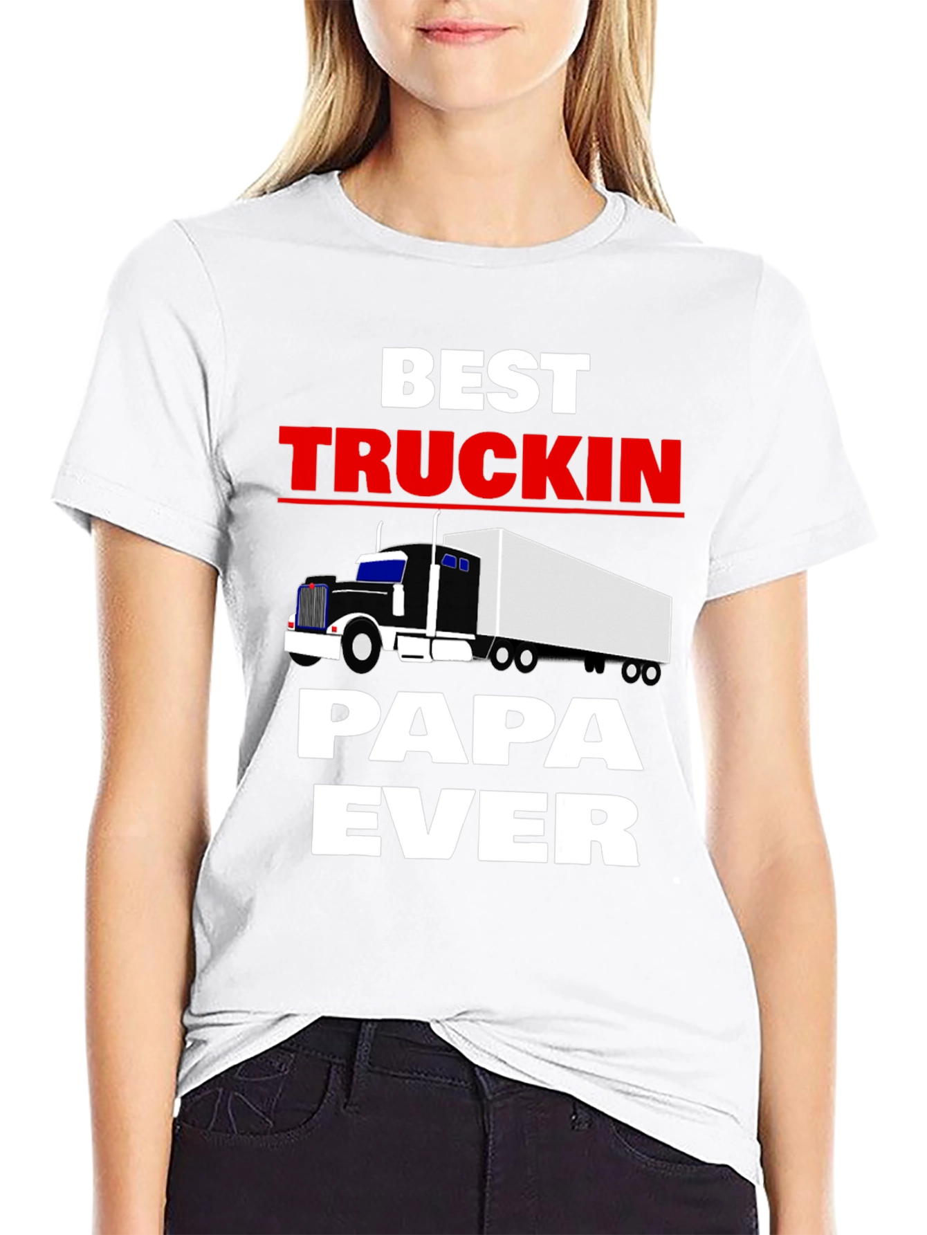Best Truckin Papa Ever Black T-Shirt