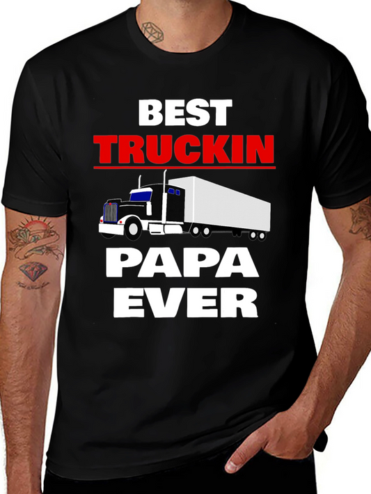 Best Truckin Papa Ever Black T-Shirt
