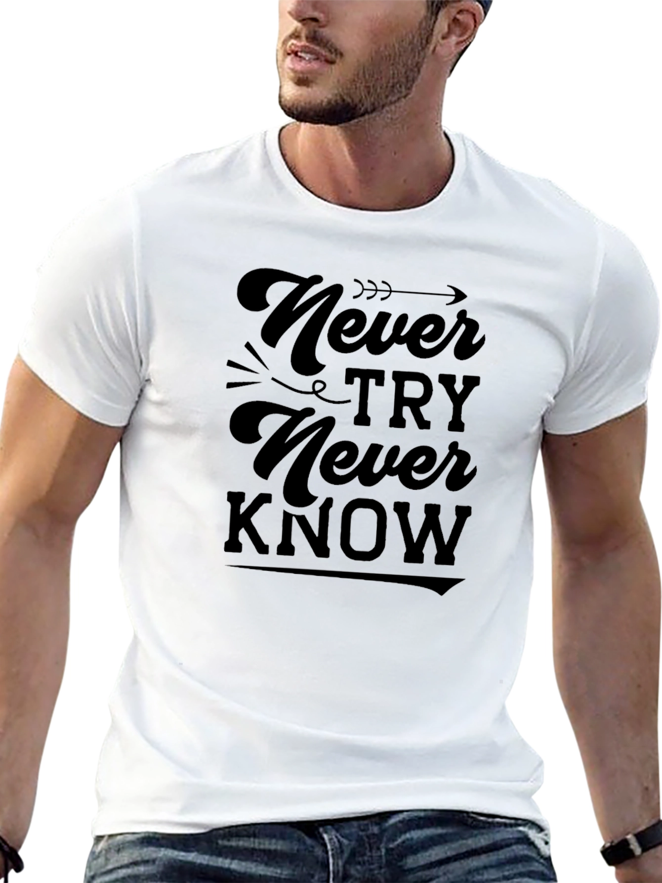 Never Try Never Know Black Graphic Tee