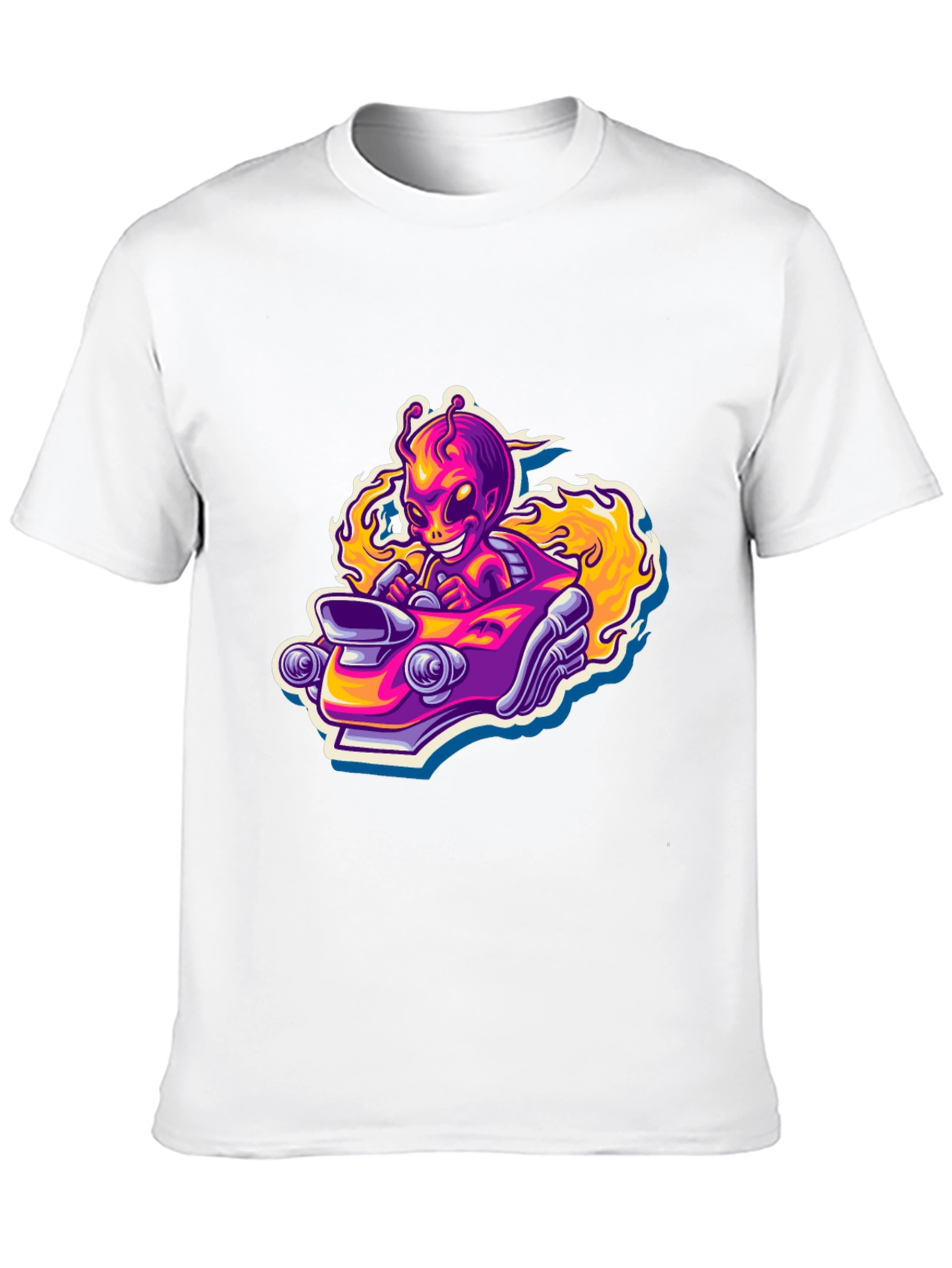 Alien Racer Graphic Tee - Black Cotton T-Shirt