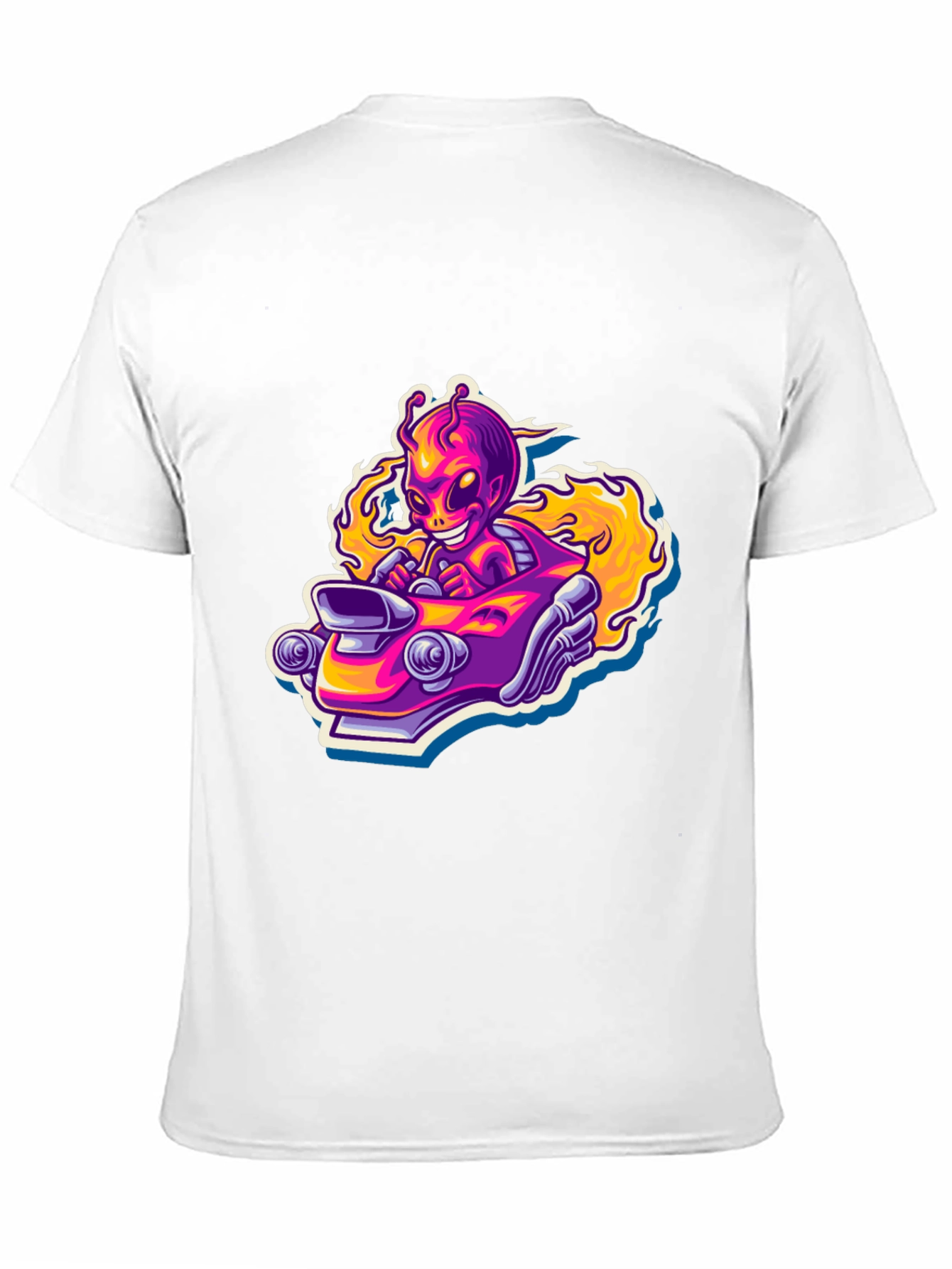 Alien Racer Graphic Tee - Black Cotton T-Shirt