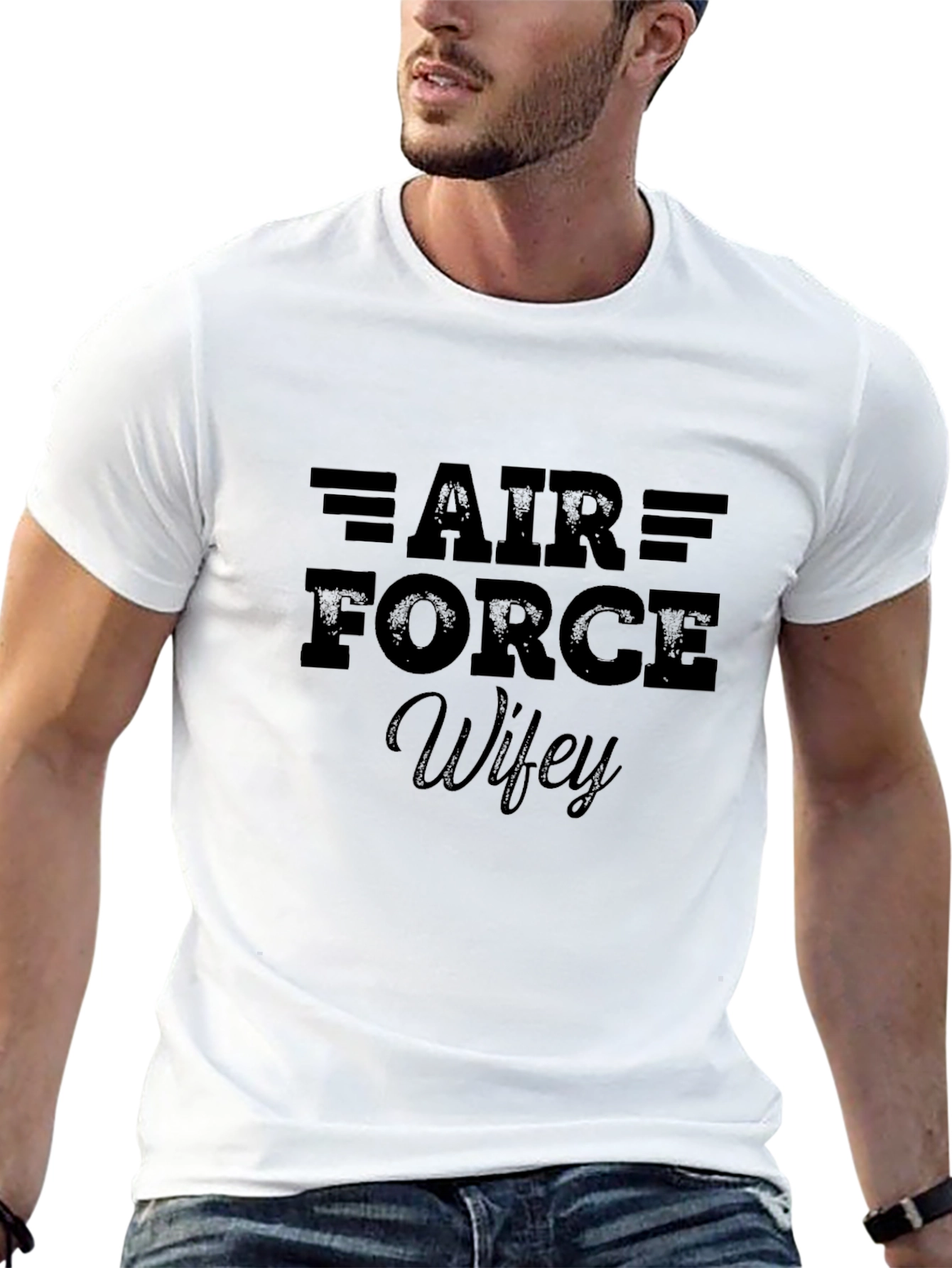 Air Force Wifey Black Graphic T-Shirt