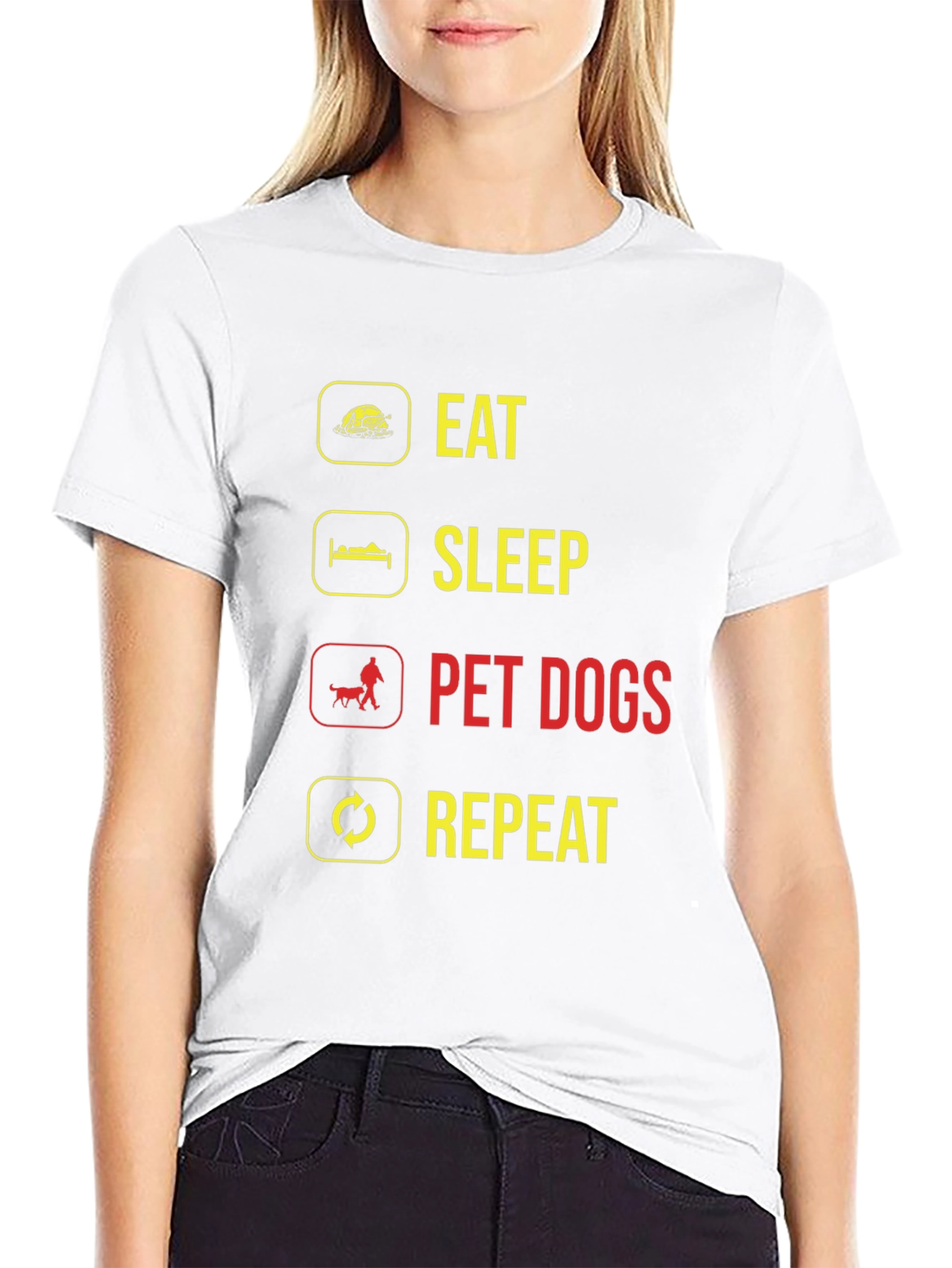 Eat Sleep Pet Dogs Repeat Graphic Tee