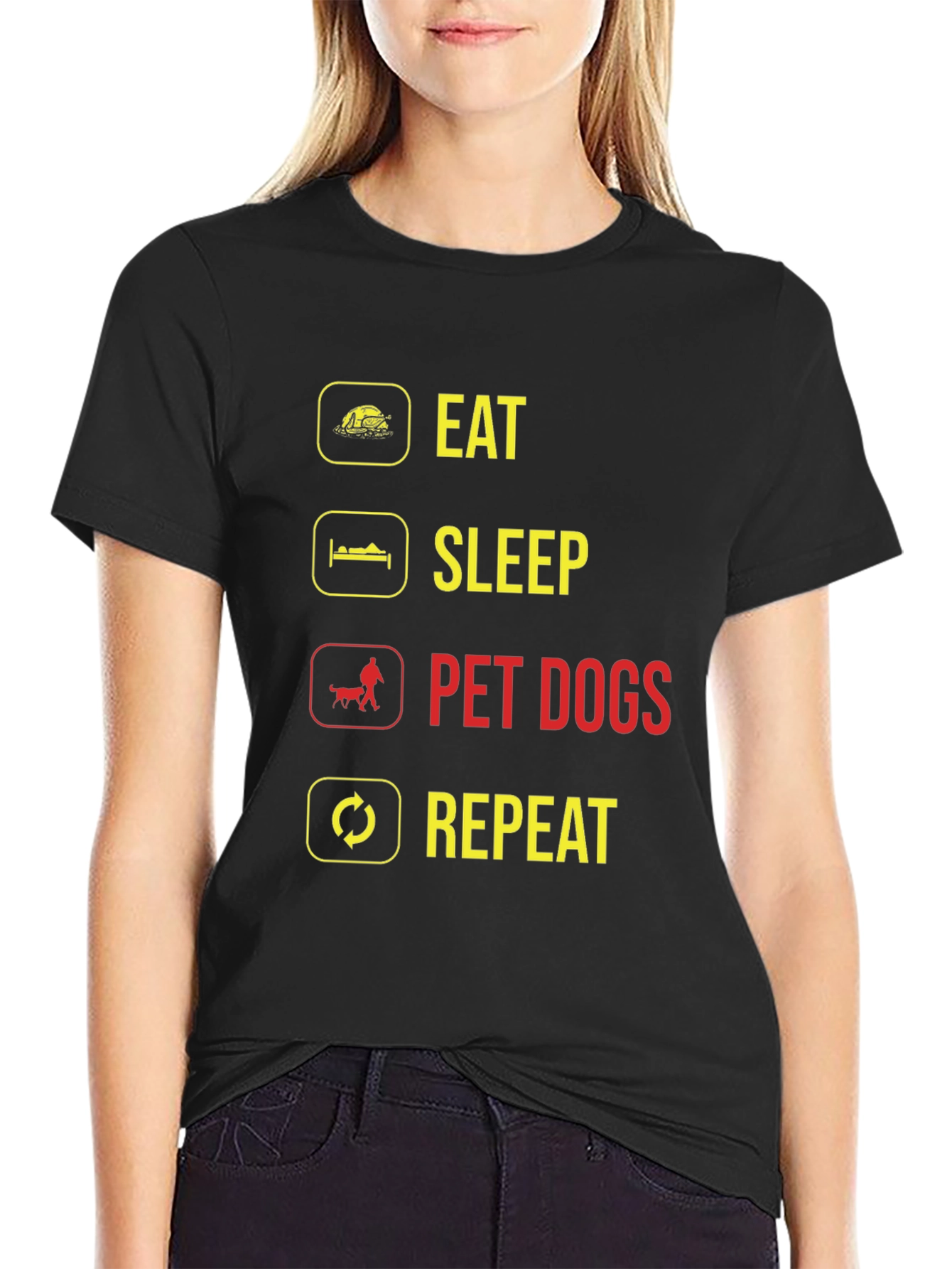 Eat Sleep Pet Dogs Repeat Graphic Tee