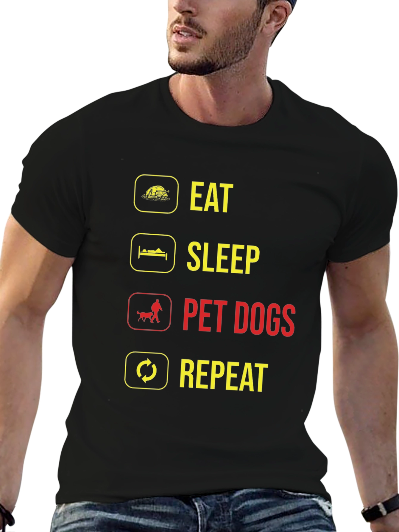 Eat Sleep Pet Dogs Repeat Graphic Tee