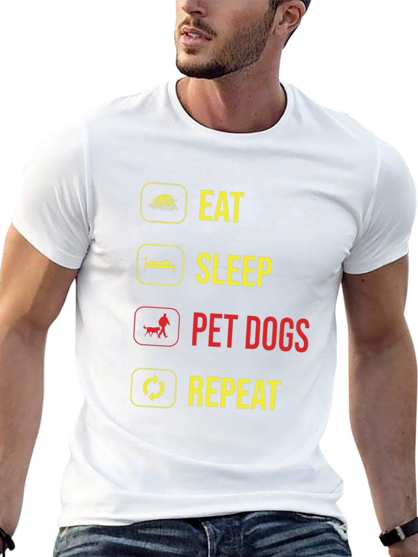 Eat Sleep Pet Dogs Repeat Graphic Tee