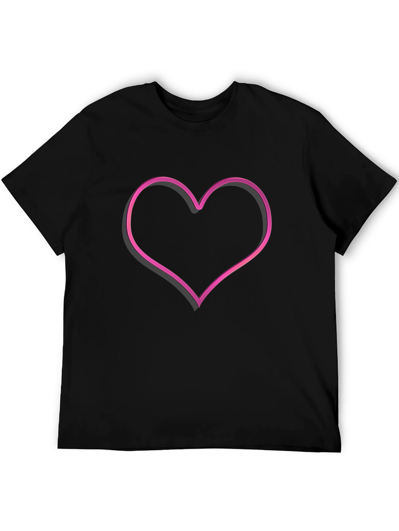 Neon Heart Graphic Tee - Trendy Black T-Shirt
