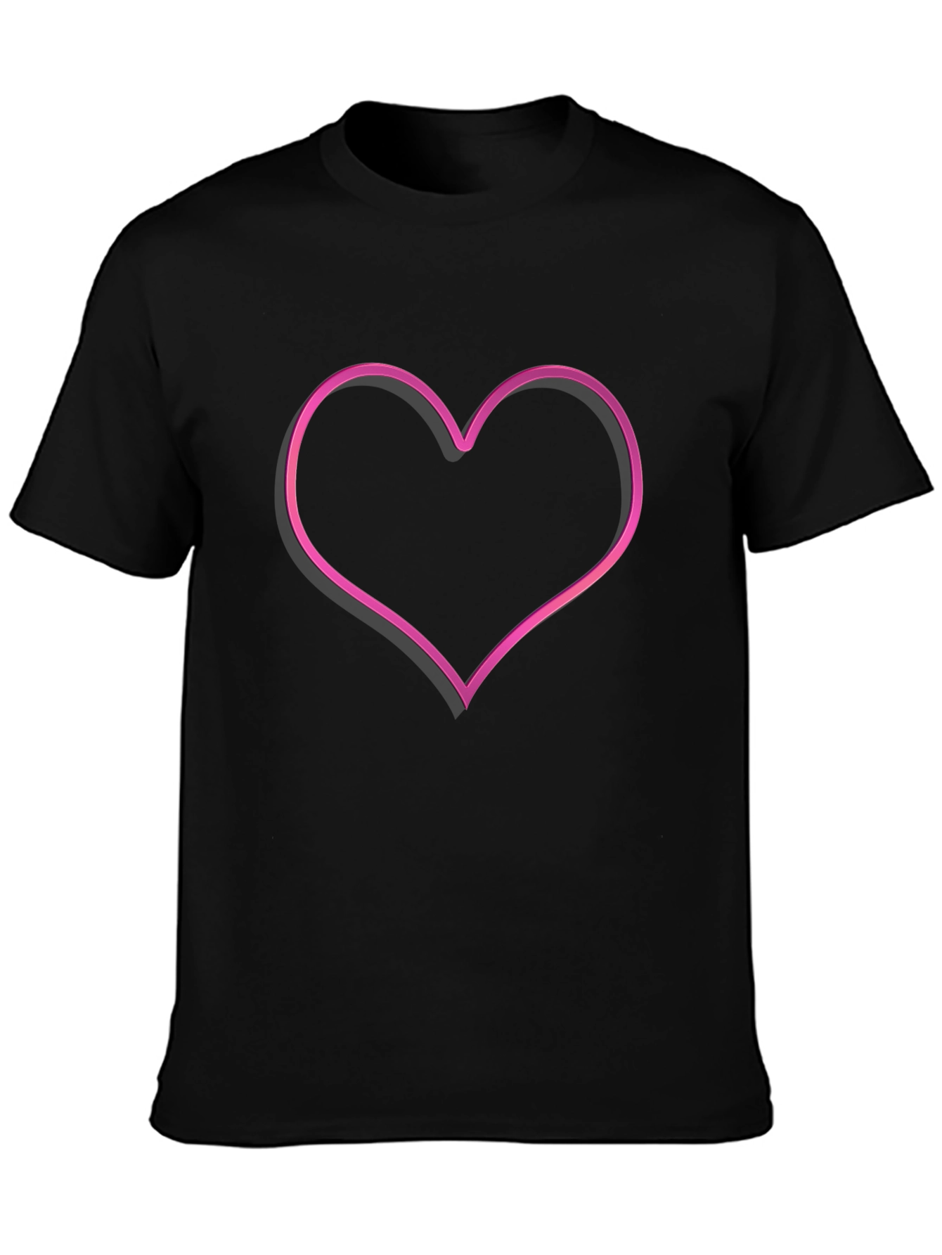 Neon Heart Graphic Tee - Trendy Black T-Shirt