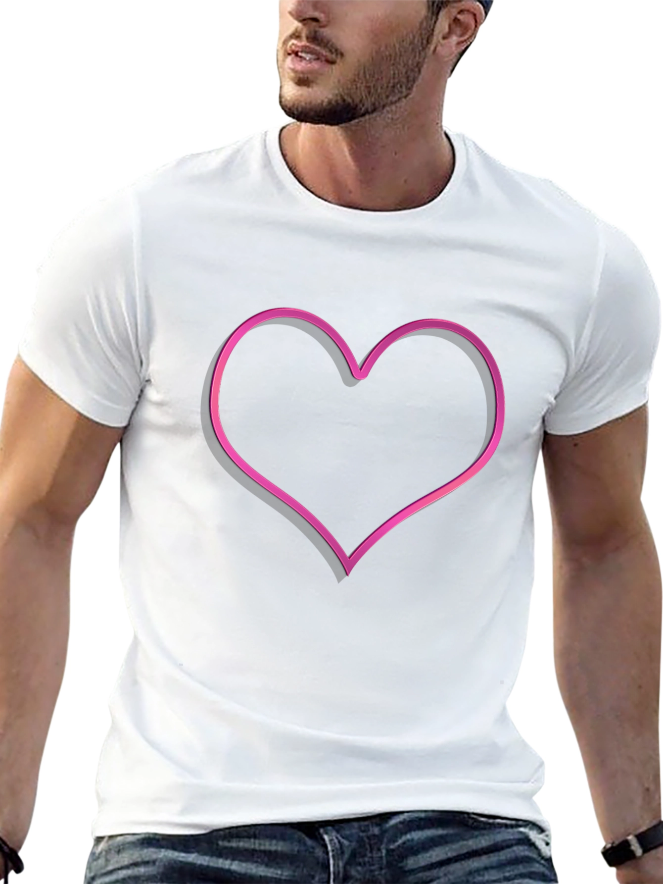 Neon Heart Graphic Tee - Trendy Black T-Shirt