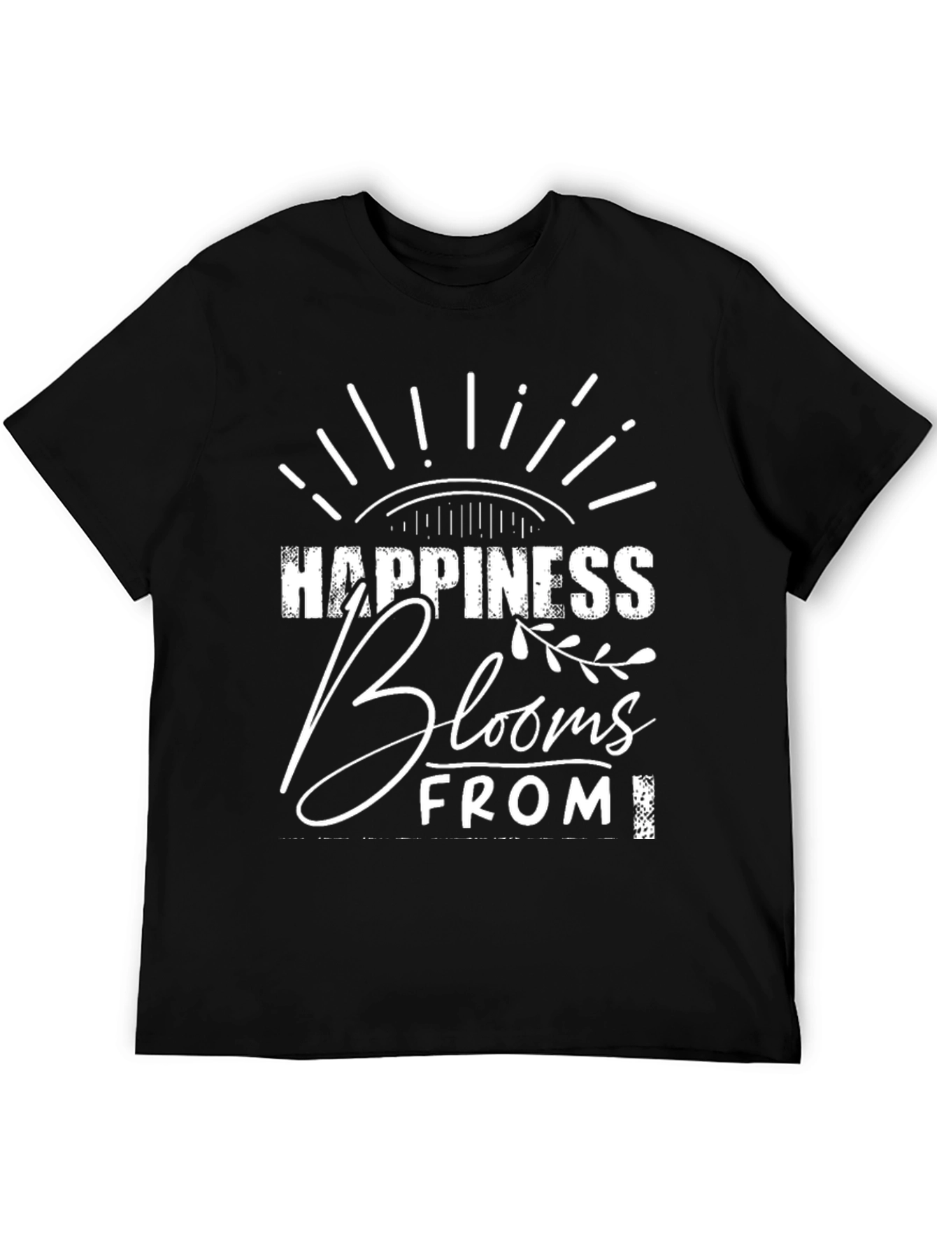 Happiness Blooms Tee - Black Graphic T-Shirt