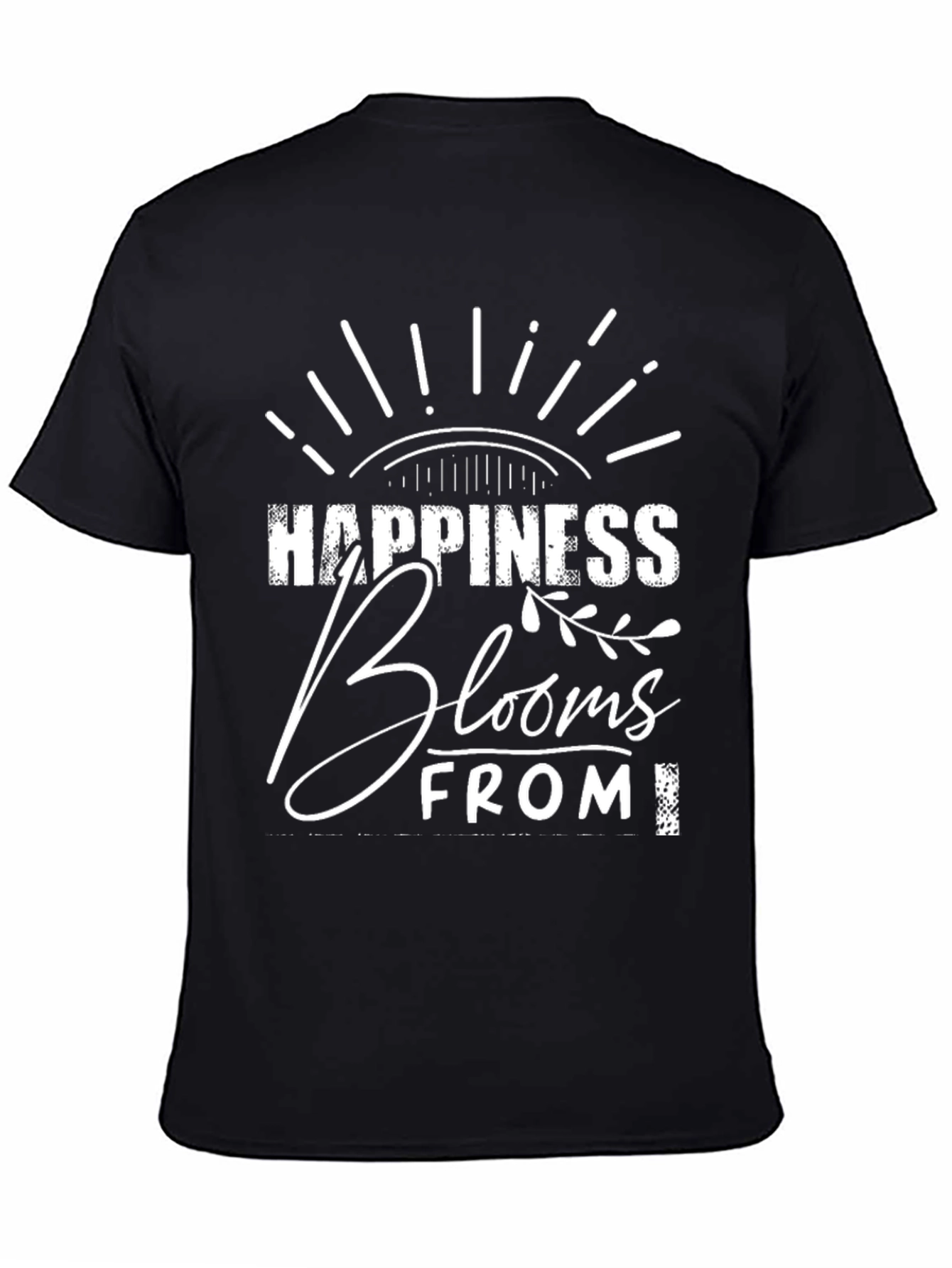 Happiness Blooms Tee - Black Graphic T-Shirt