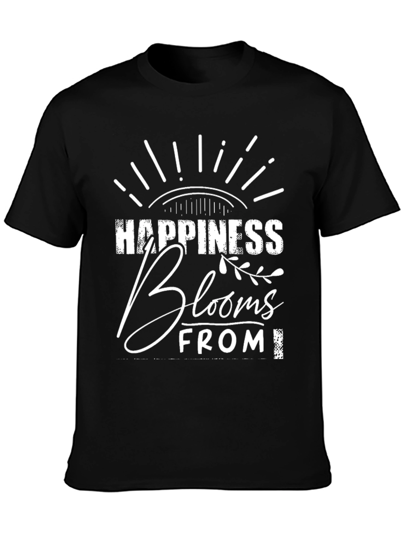 Happiness Blooms Tee - Black Graphic T-Shirt