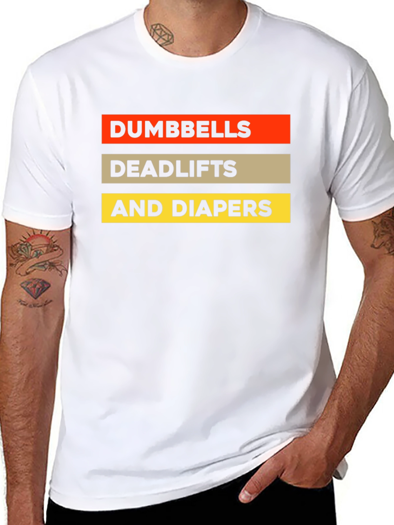 Dumbbells Deadlifts & Diapers Black Graphic T-Shirt