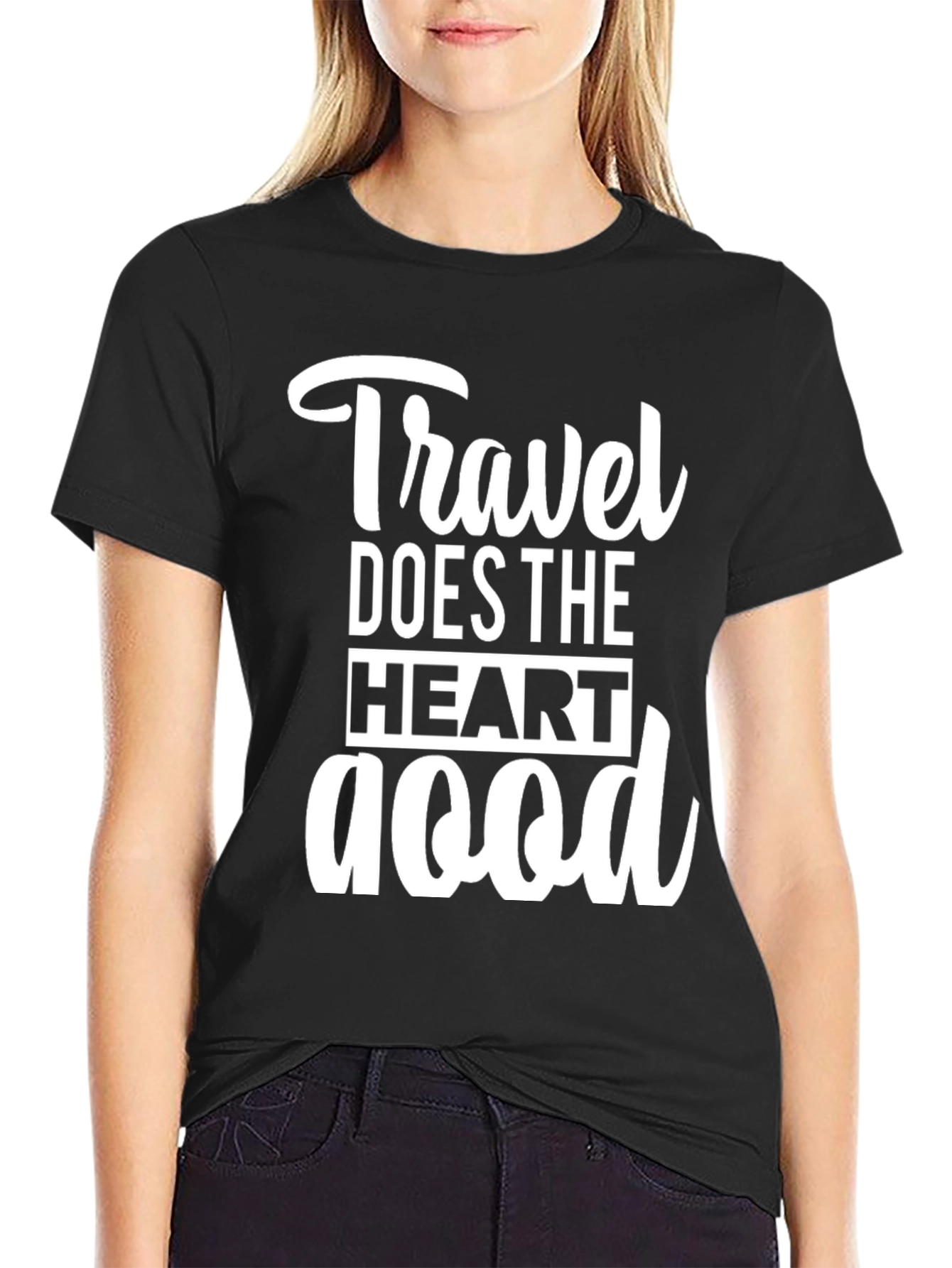 Travel Does the Heart Good Black Graphic Tee