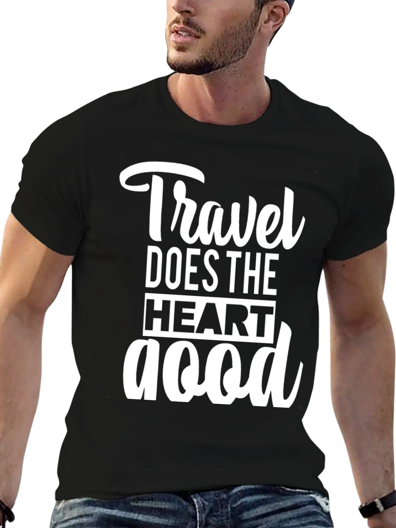 Travel Does the Heart Good Black Graphic Tee