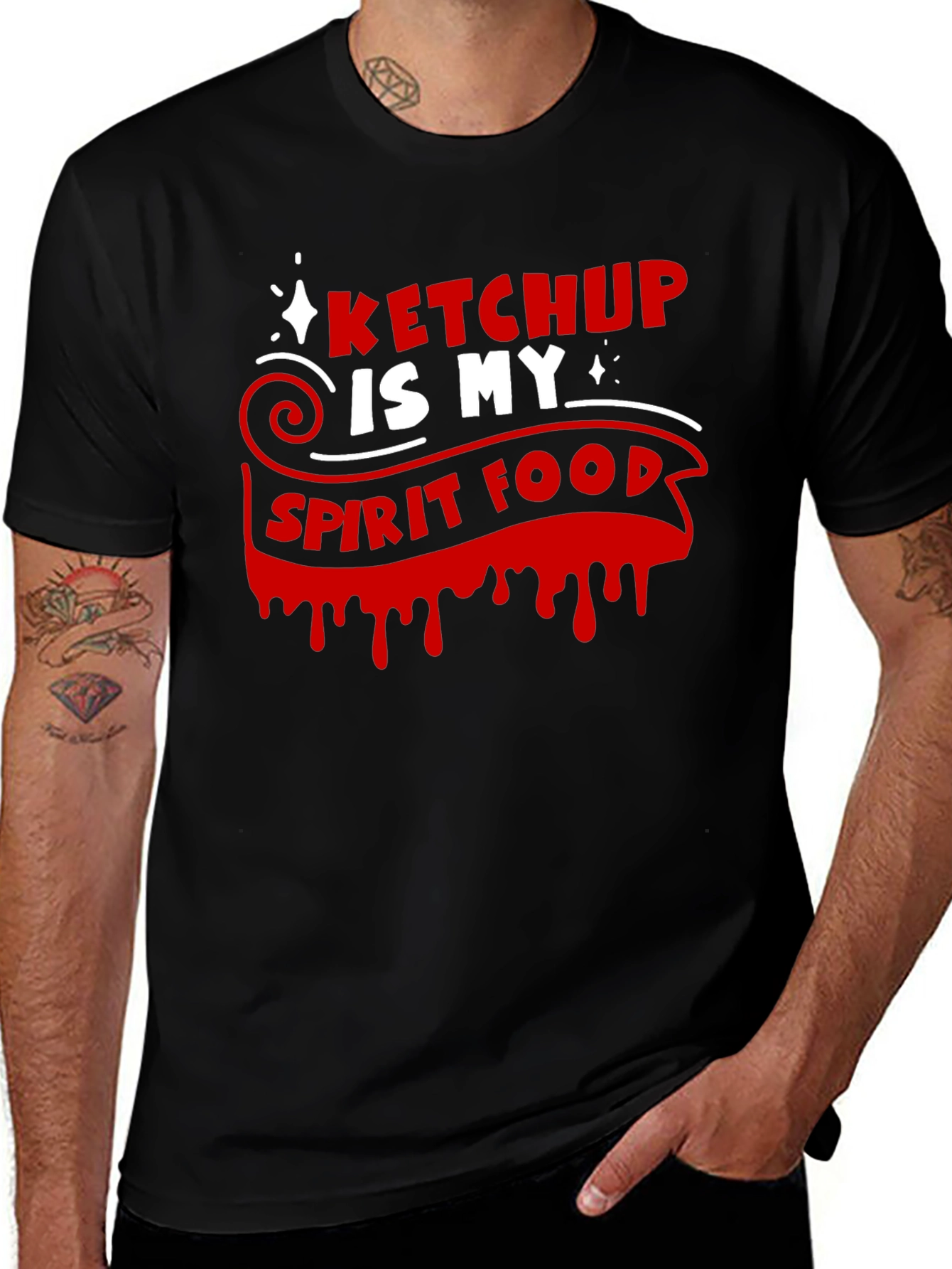 Ketchup Is My Spirit Food Black Graphic Tee