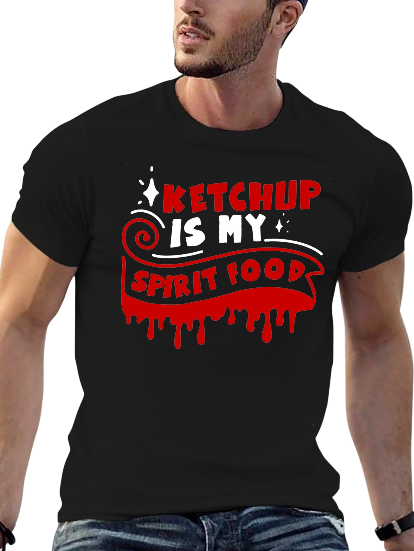 Ketchup Is My Spirit Food Black Graphic Tee