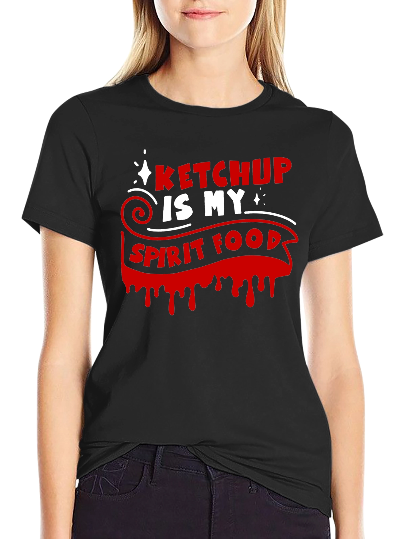 Ketchup Is My Spirit Food Black Graphic Tee