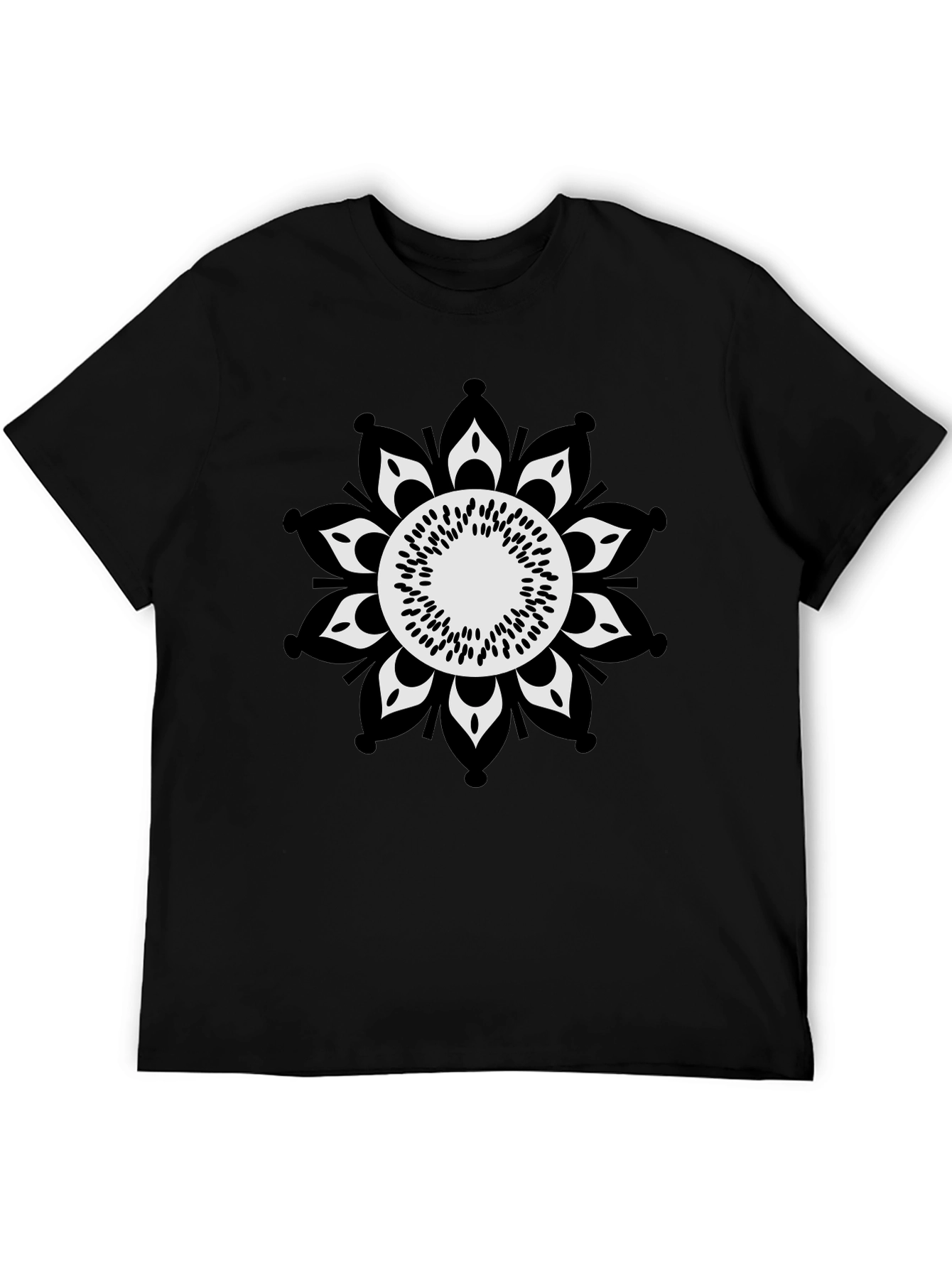 Black Tee with Mandala Graphic