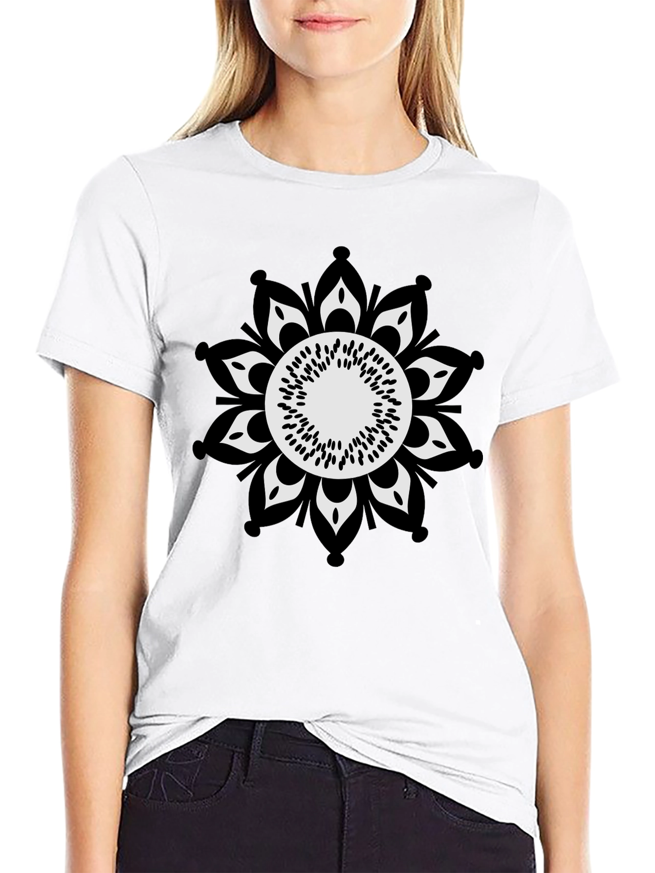 Black Tee with Mandala Graphic
