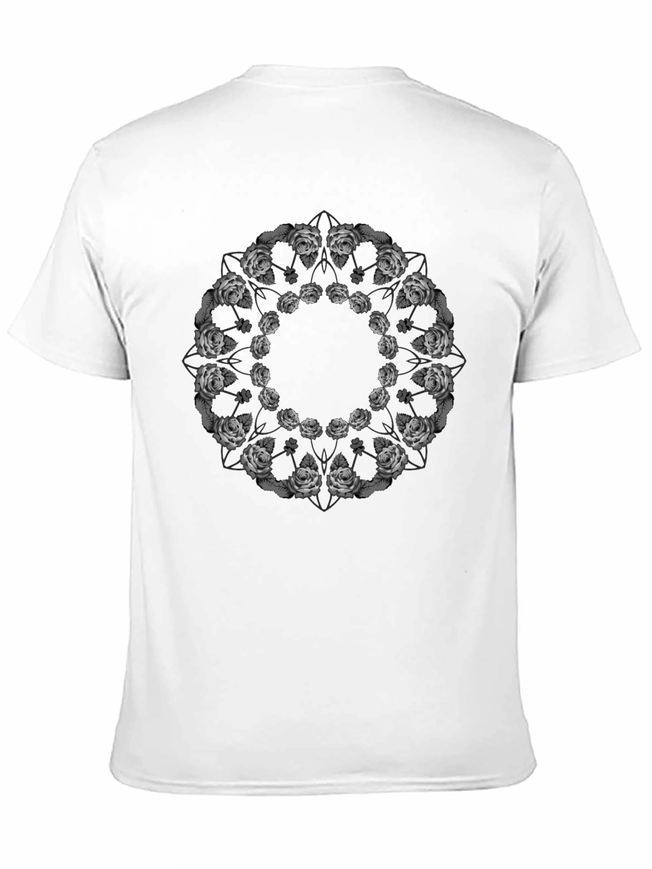 Rose Mandala Graphic Tee - Black Casual T-Shirt