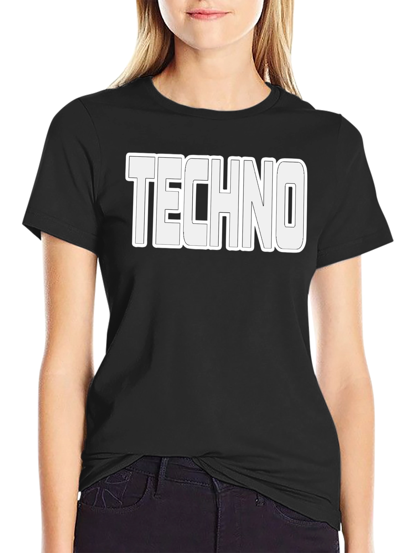 Techno Music T-Shirt - Bold White Graphic Print