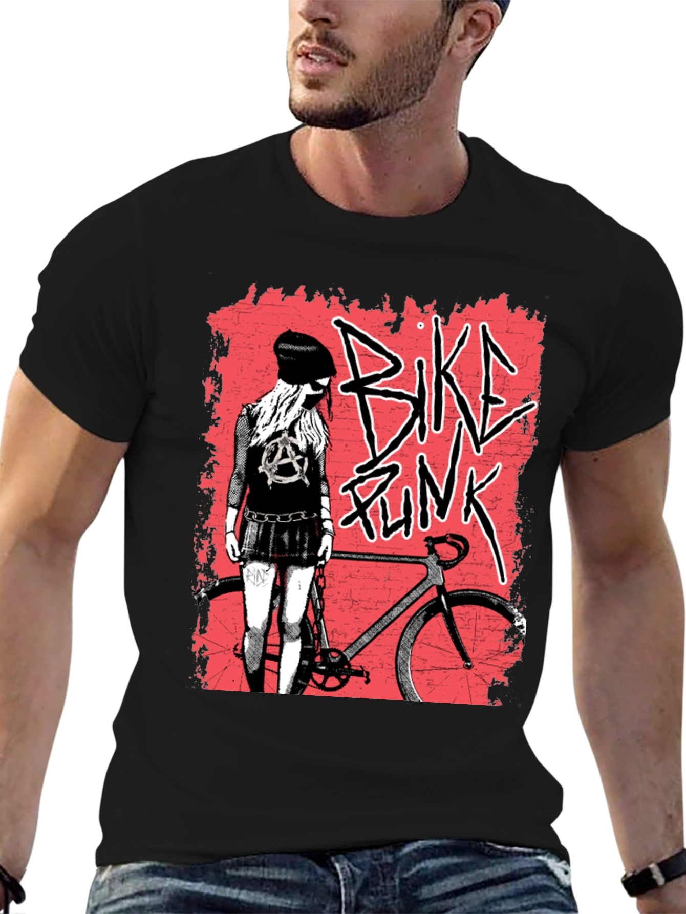 Bike Punk Graphic Tee - Black Unisex Shirt