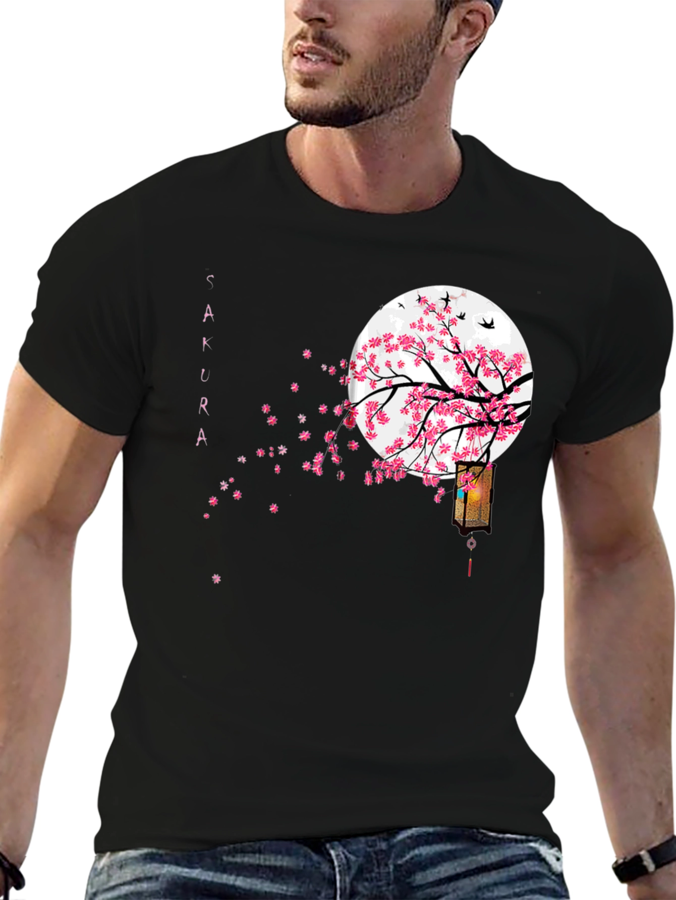 Sakura Blossom Moon Graphic T-Shirt