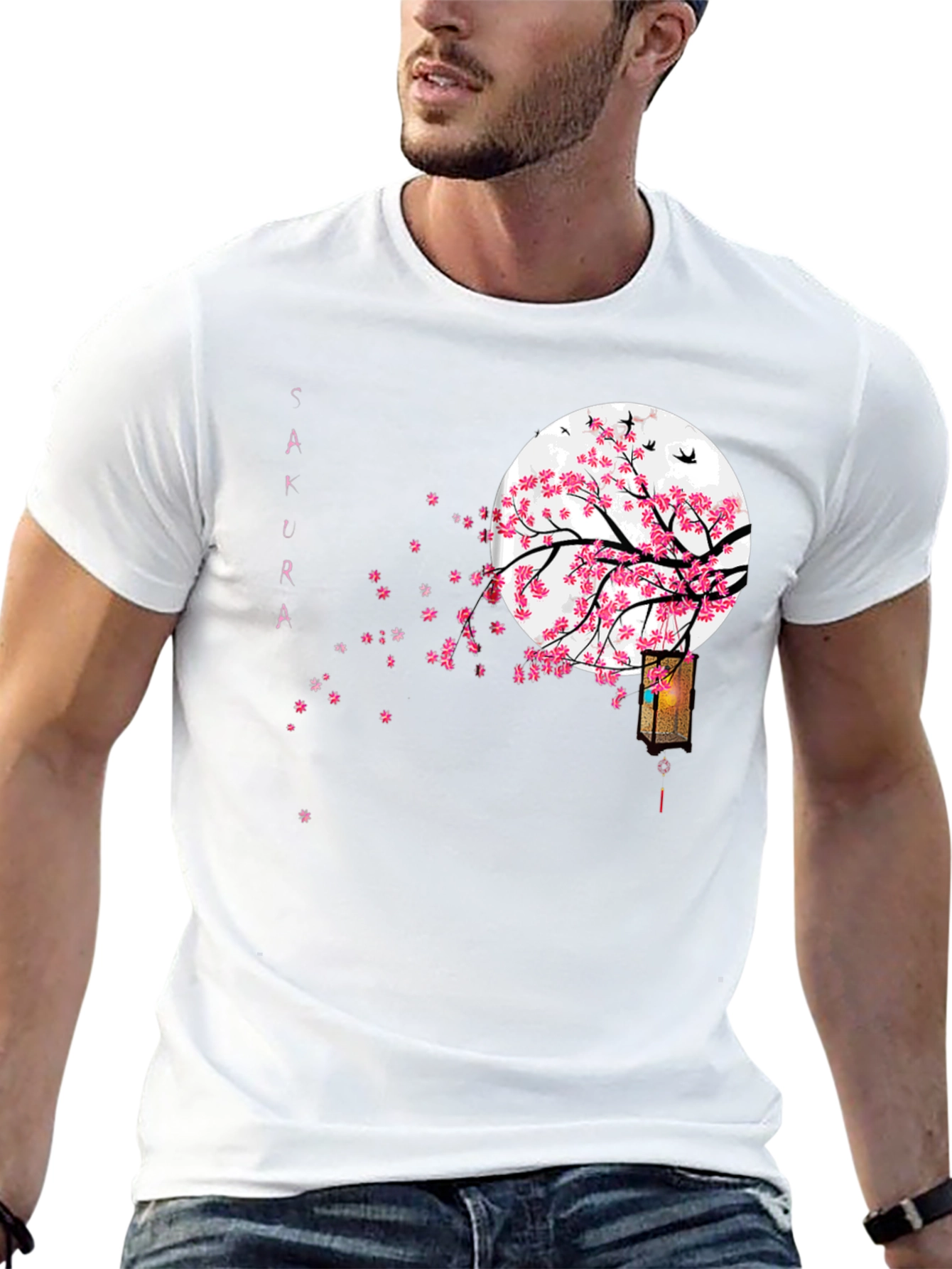 Sakura Blossom Moon Graphic T-Shirt