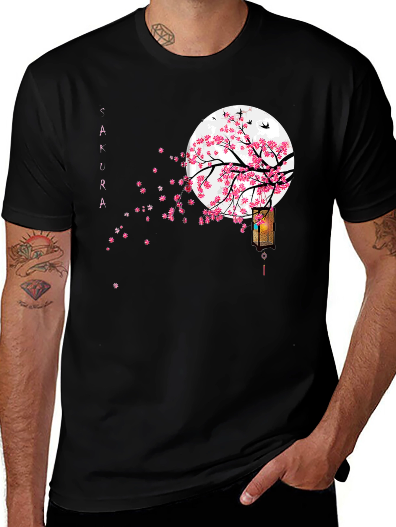 Sakura Blossom Moon Graphic T-Shirt