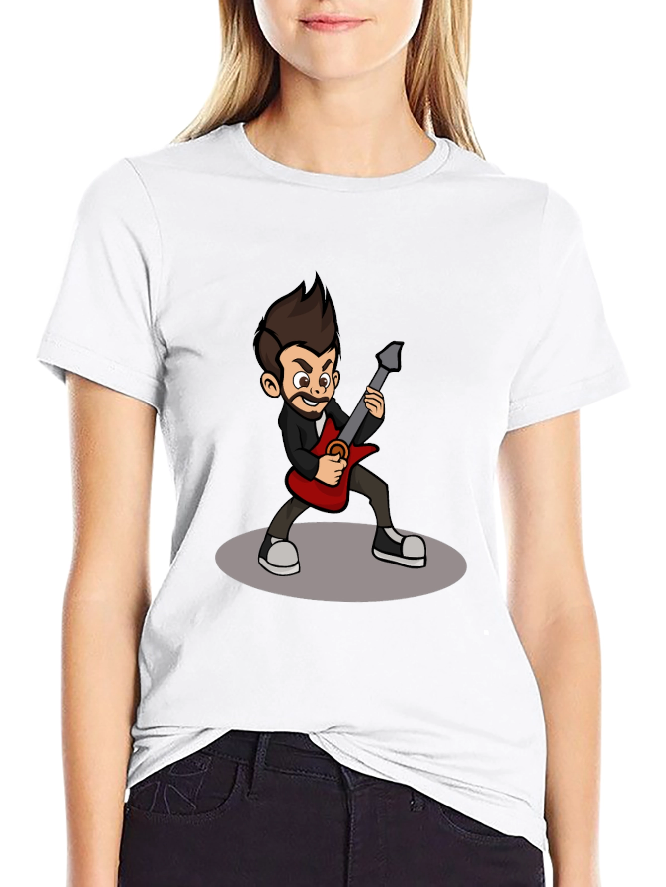Cartoon Guitarist Graphic T-Shirt