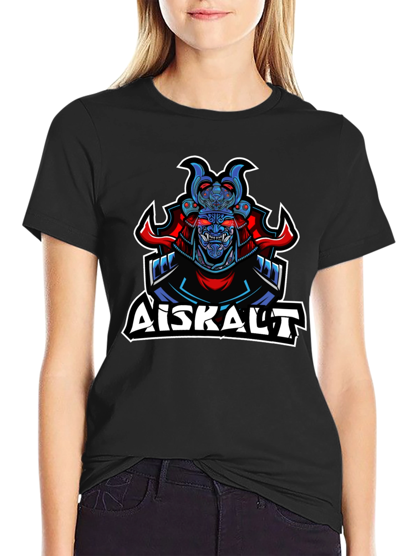 Samurai Graphic Print Black T-Shirt