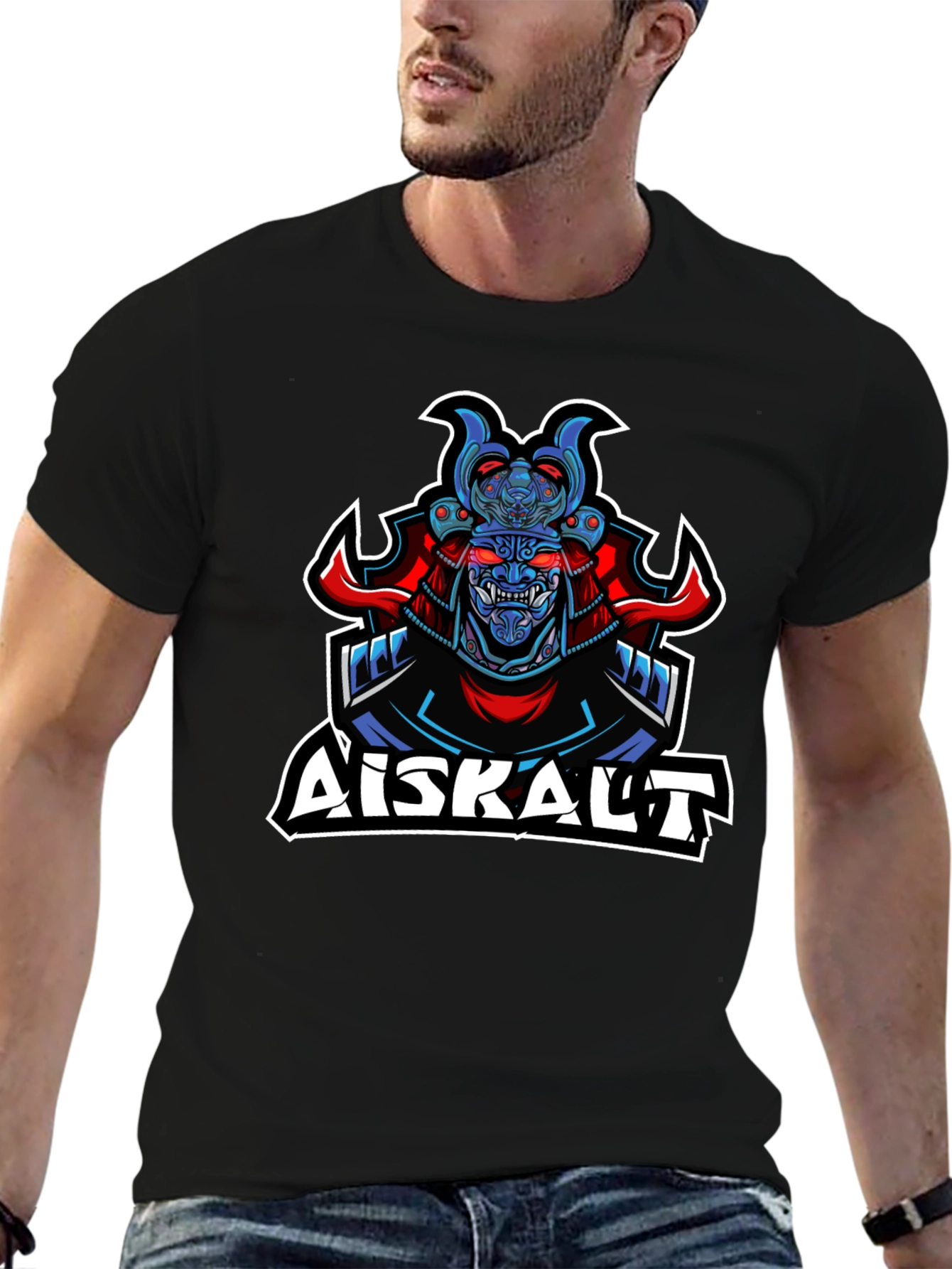 Samurai Graphic Print Black T-Shirt